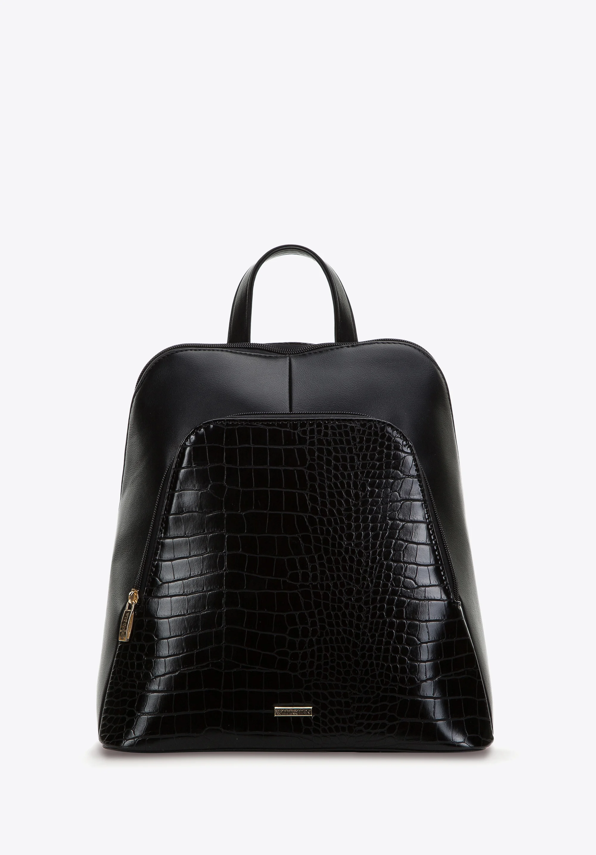 Damski plecak z ekoskóry o dwóch fakturach trapezowy