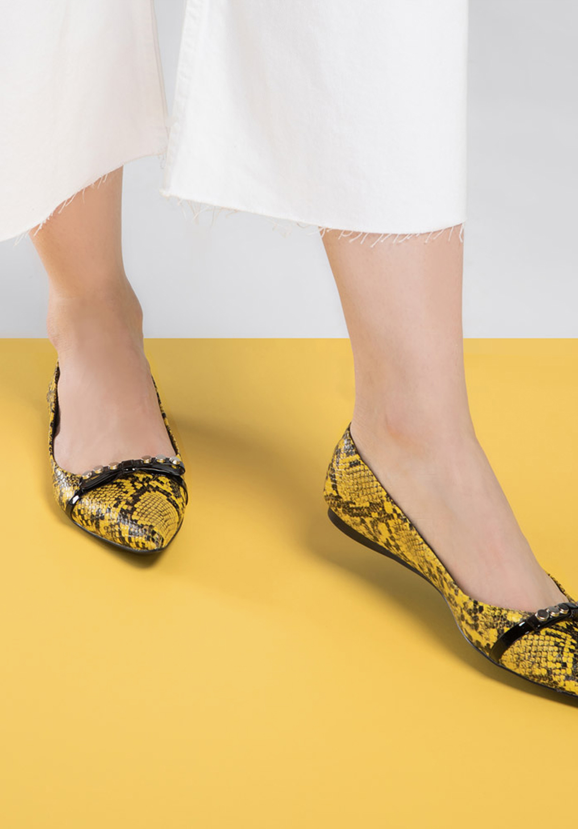 Baleriny ze skóry lizard z ćwiekami