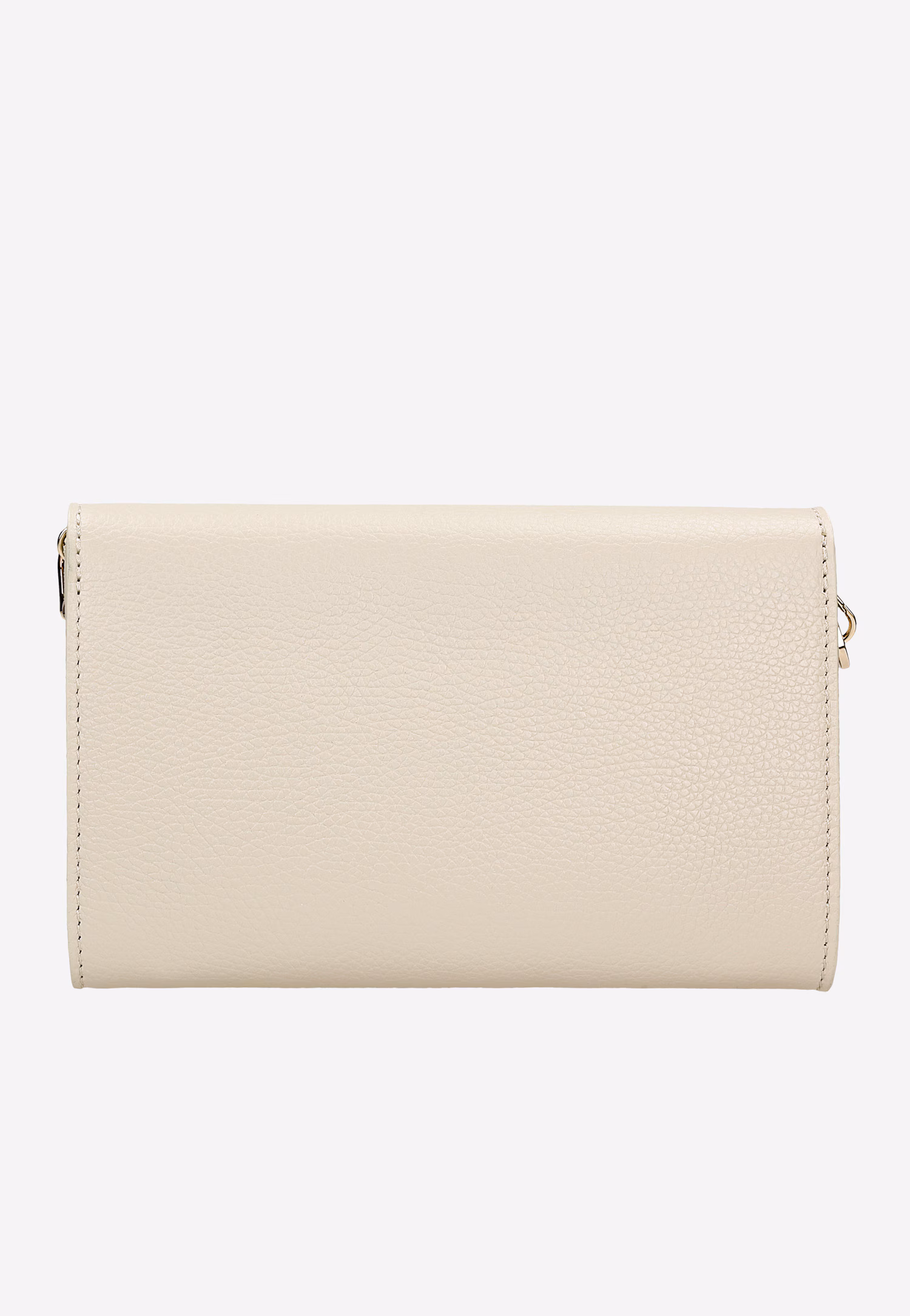 Jasnobeżowa wizytowa torebka skórzana ze złotymi elementami