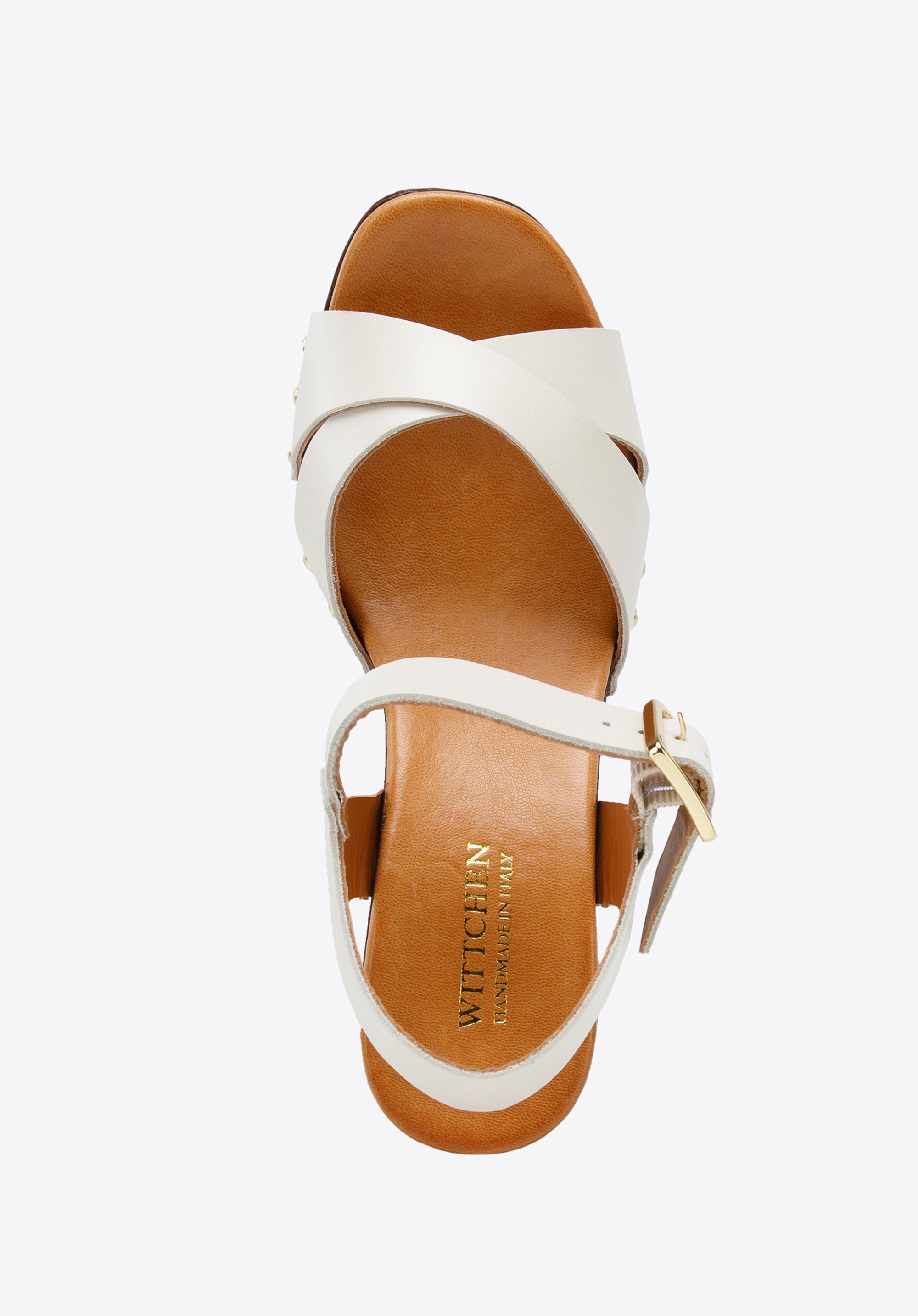 Damskie sandały skórzane z paskami na krzyż