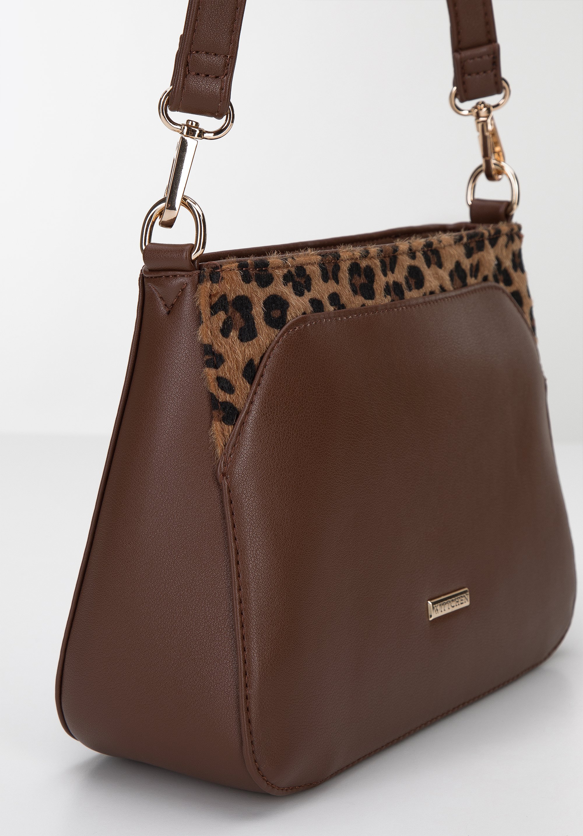 Damska listonoszka z ozdobną wstawką w zwierzęcy wzór