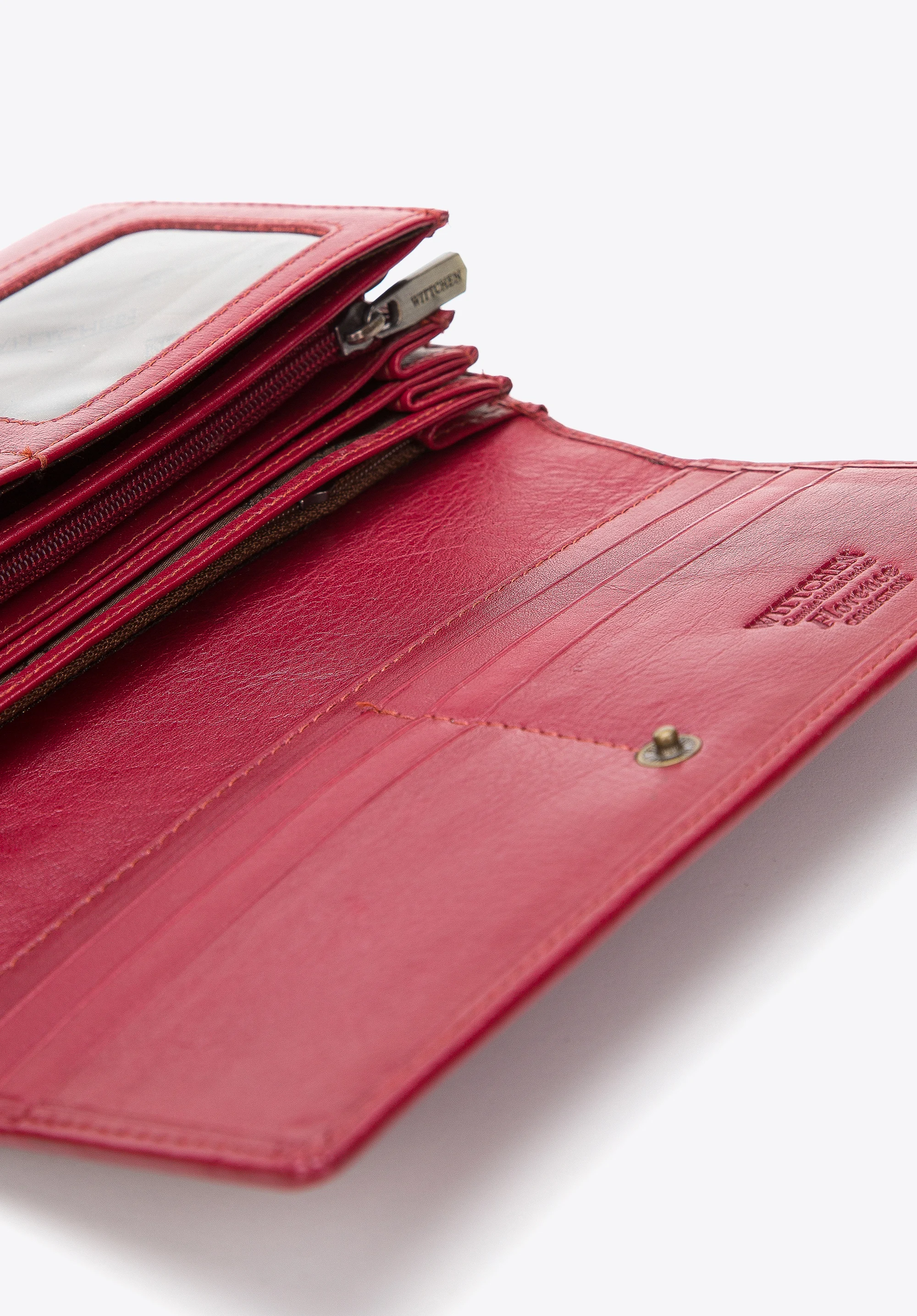 Damski portfel skórzany z obszyciem duży