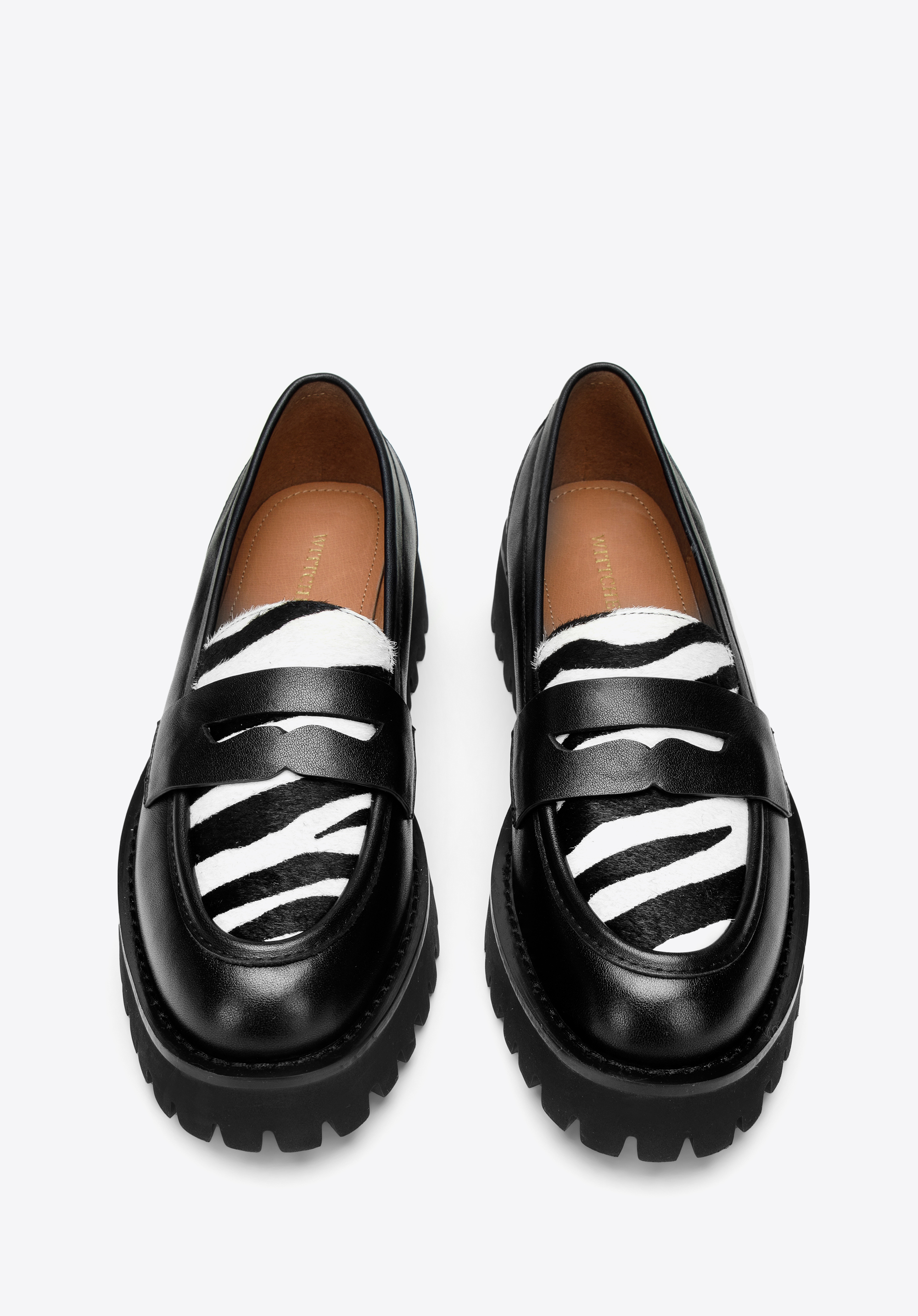 Damskie mokasyny skórzane w zwierzęcy wzór