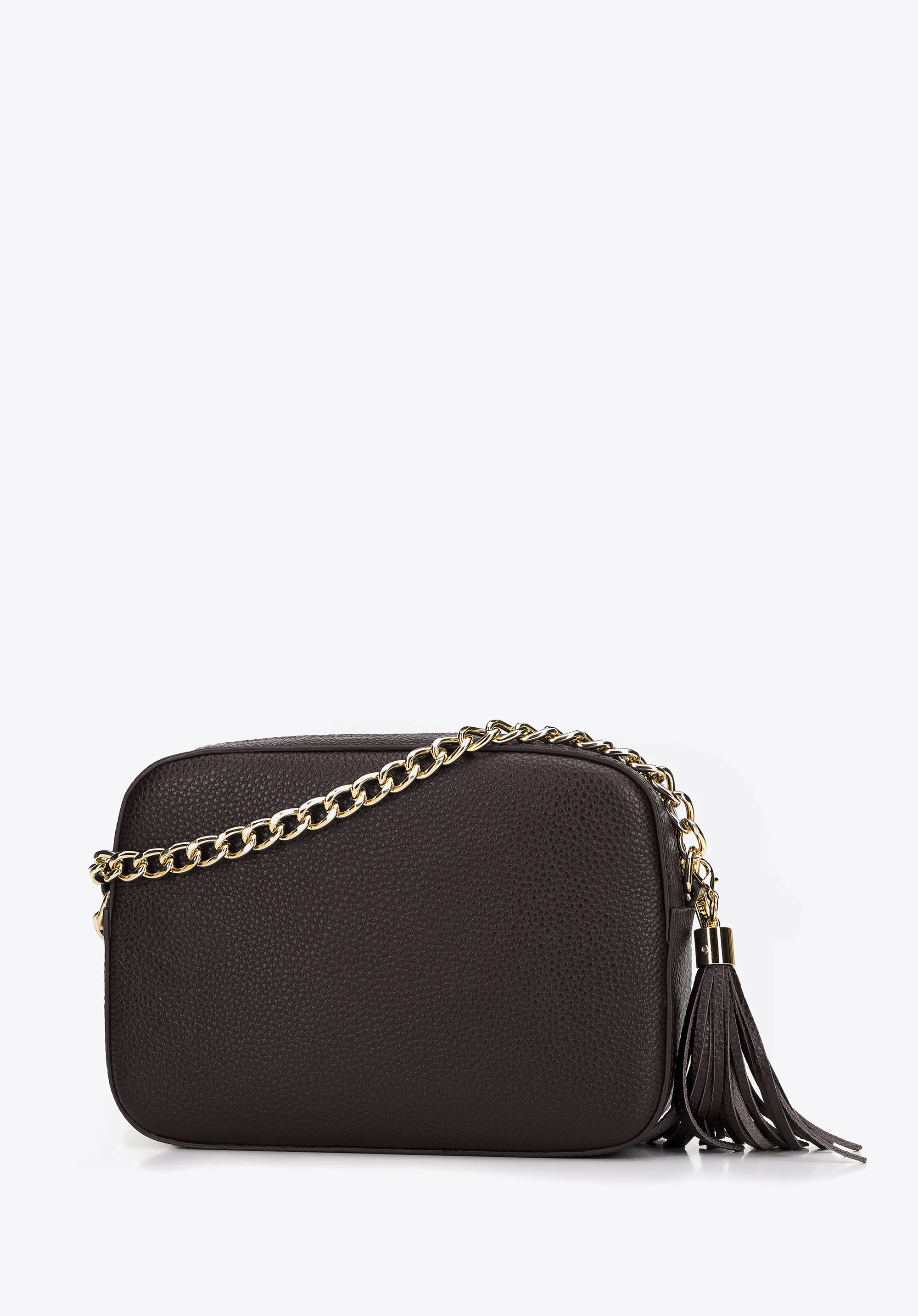 Damska listonoszka skórzana pudełkowa na łańcuszku