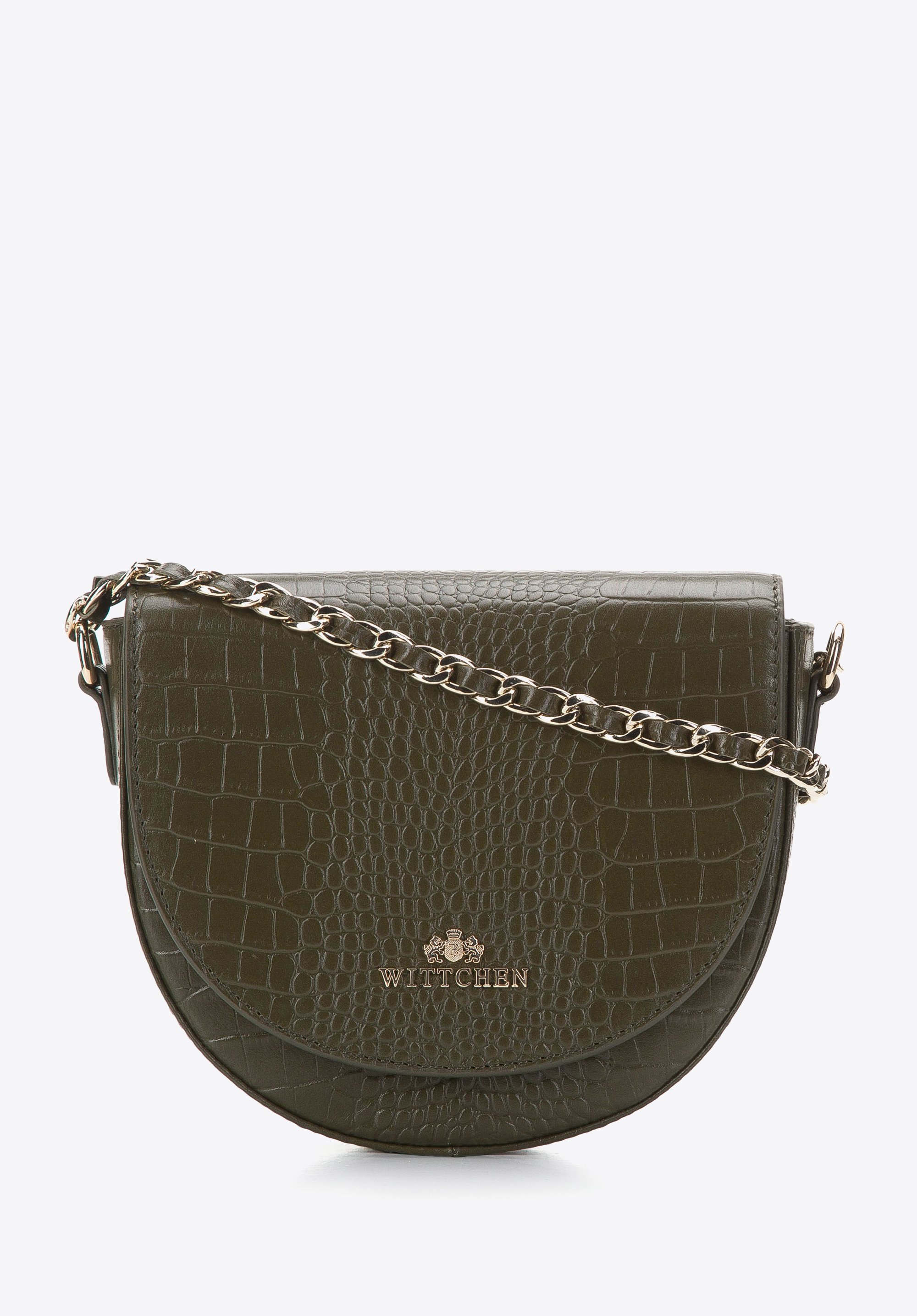 Damska listonoszka skórzana croco na łańcuszku