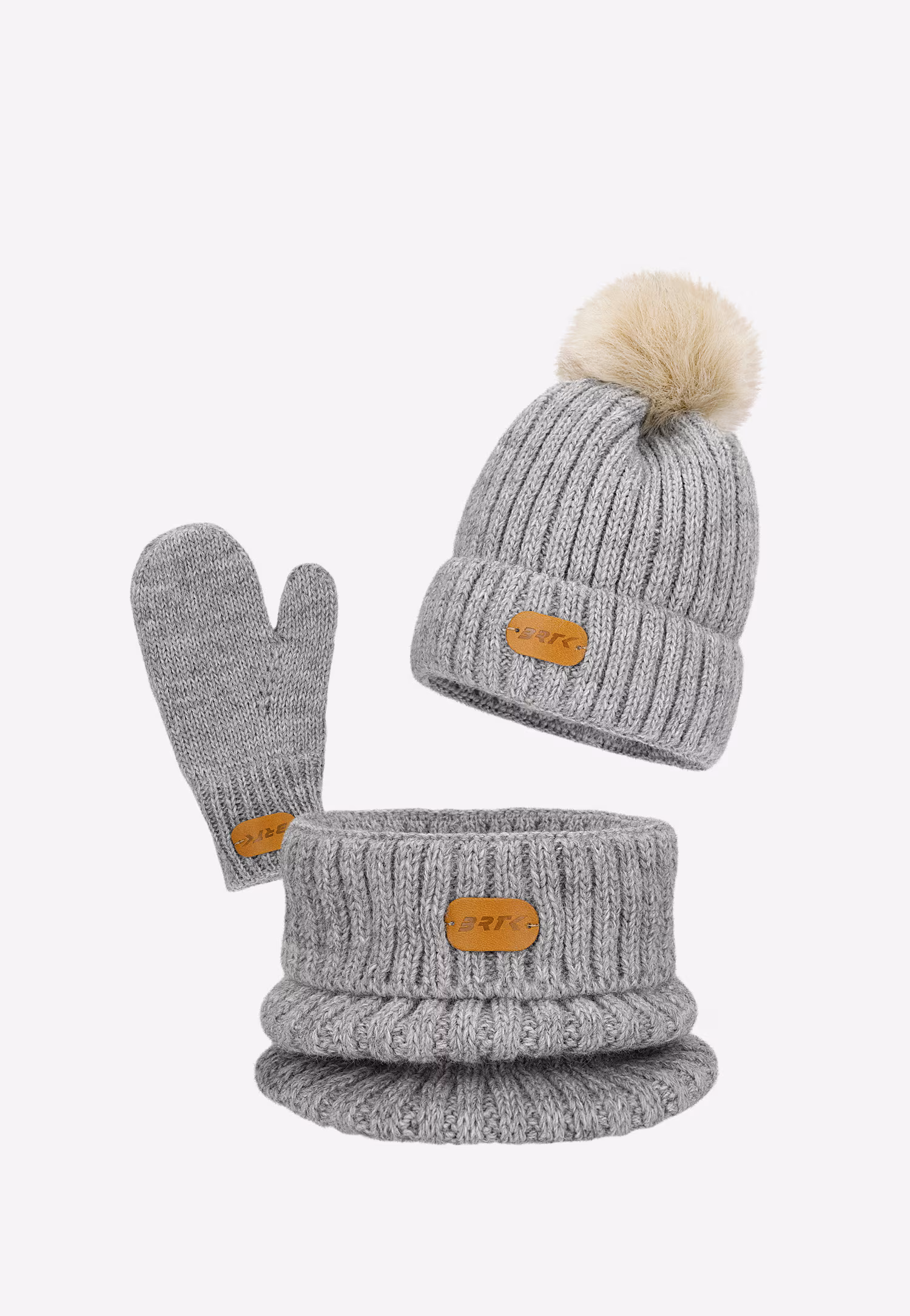 Zimowy zestaw BARTEK 85601-14 - czapka z pomponem + komin + rękawiczki