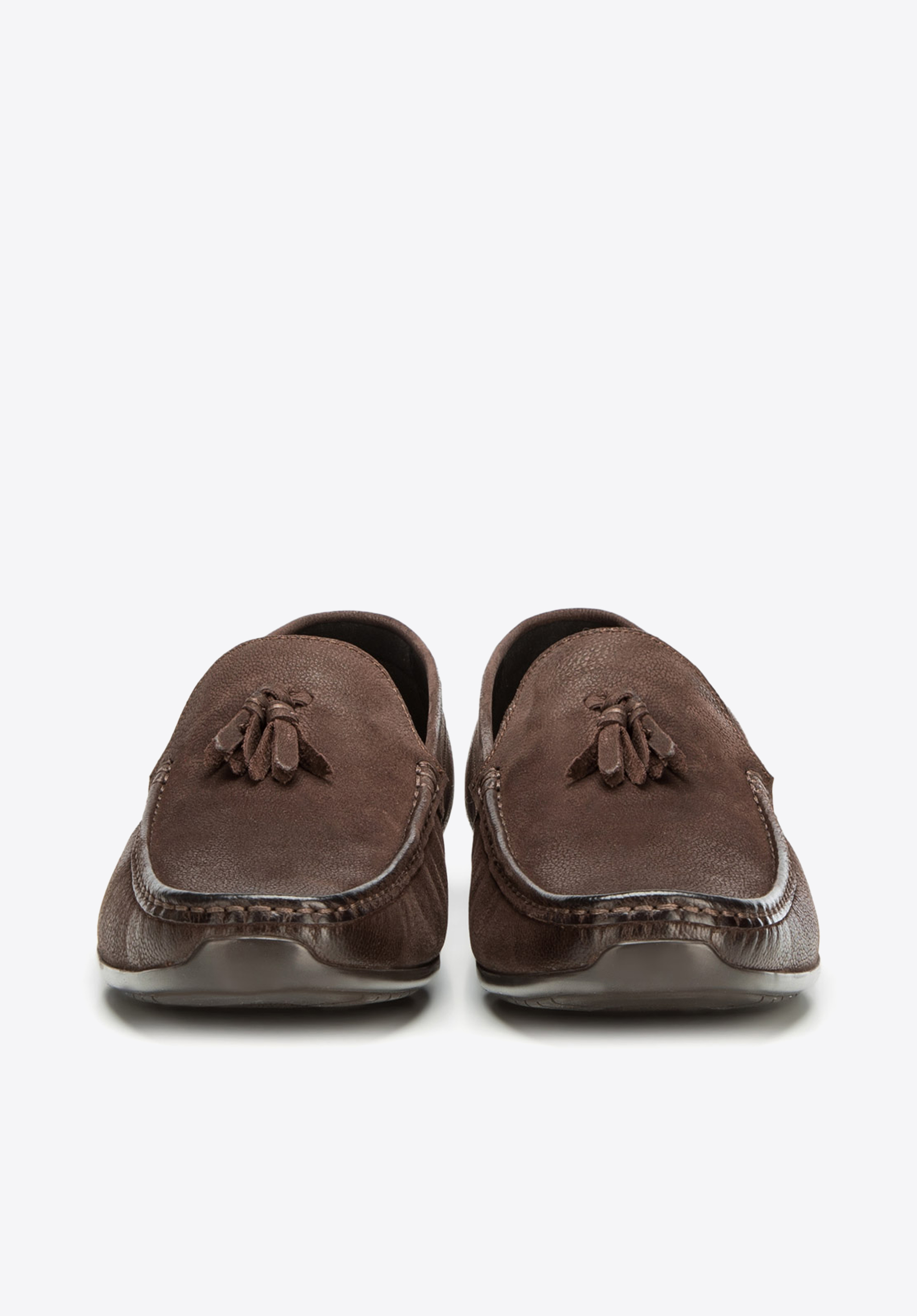 Męskie mokasyny z nubuku z chwostami