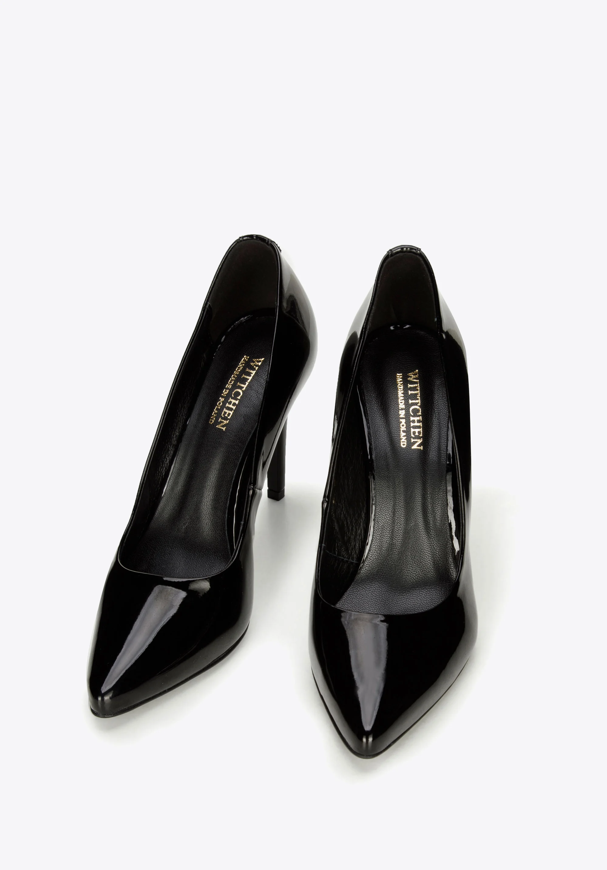 Szpilki ze skóry lakierowanej klasyczne