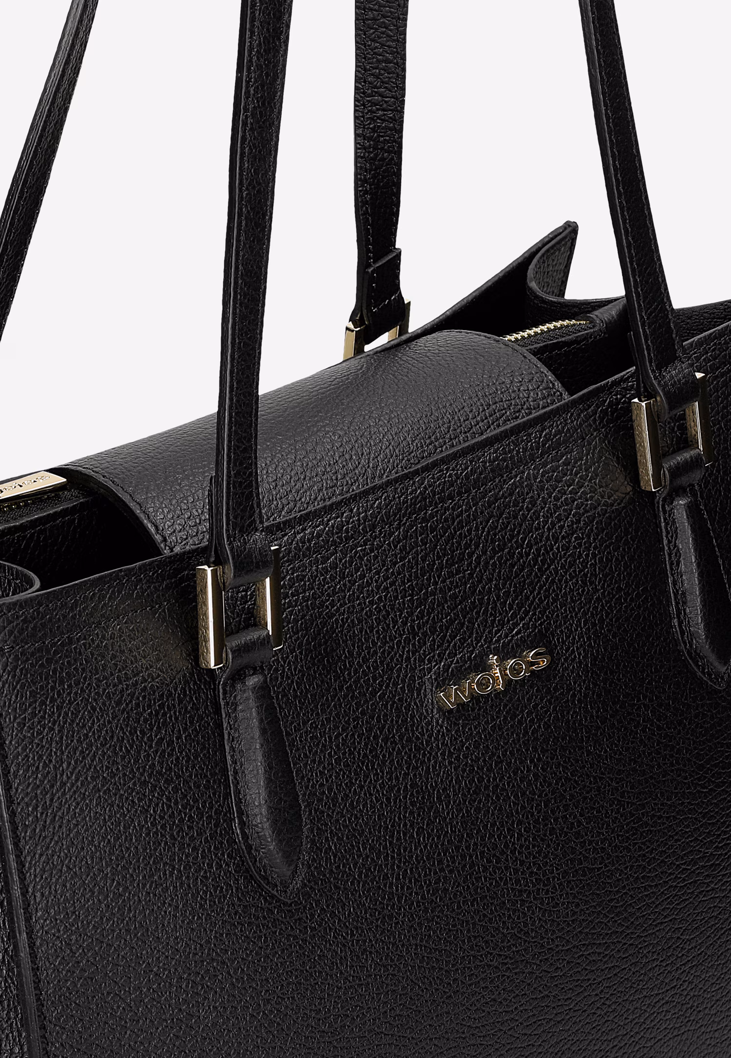 Czarny skórzany kuferek ze złotymi elementami