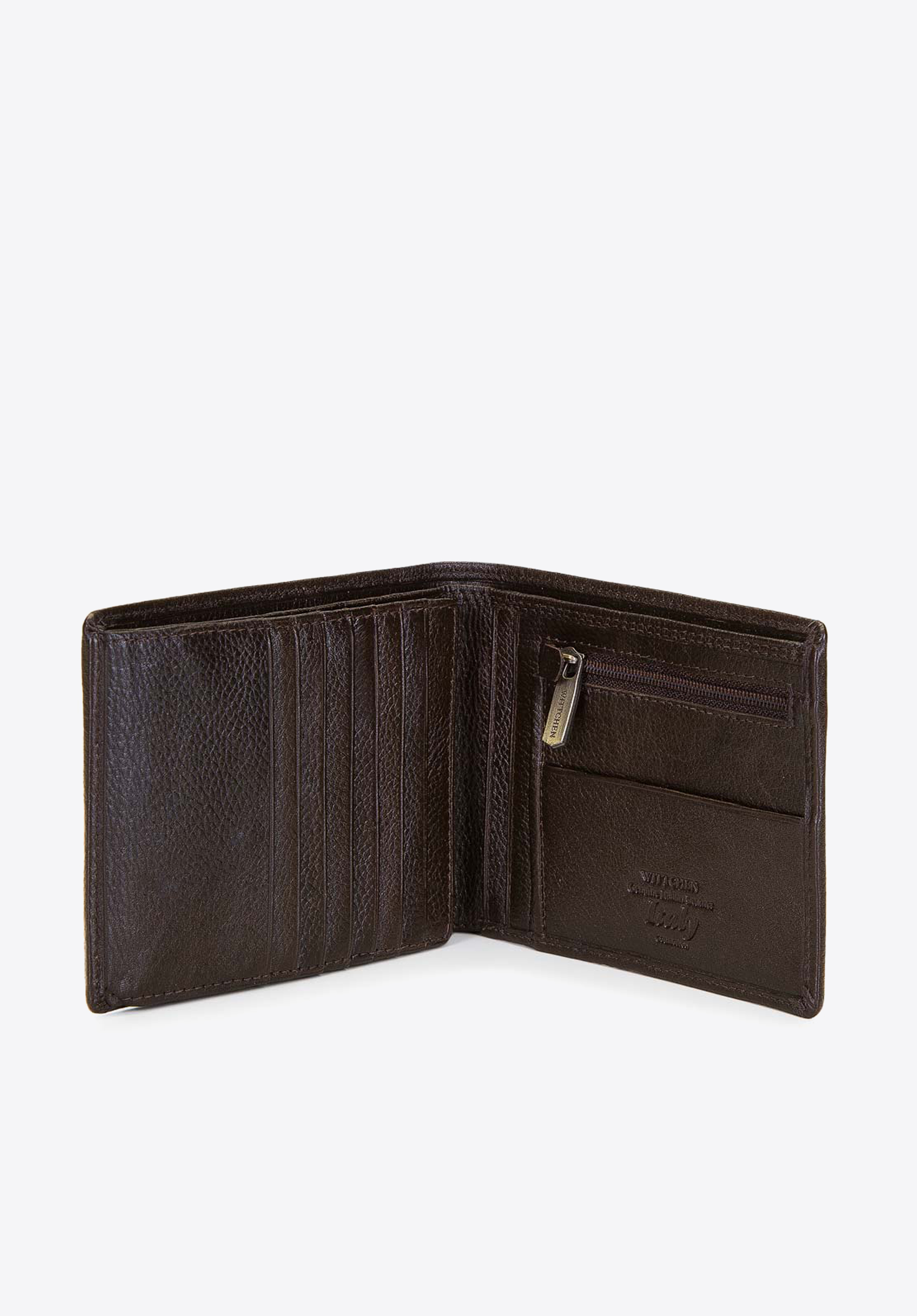 Męski portfel skórzany z rozkładanym panelem