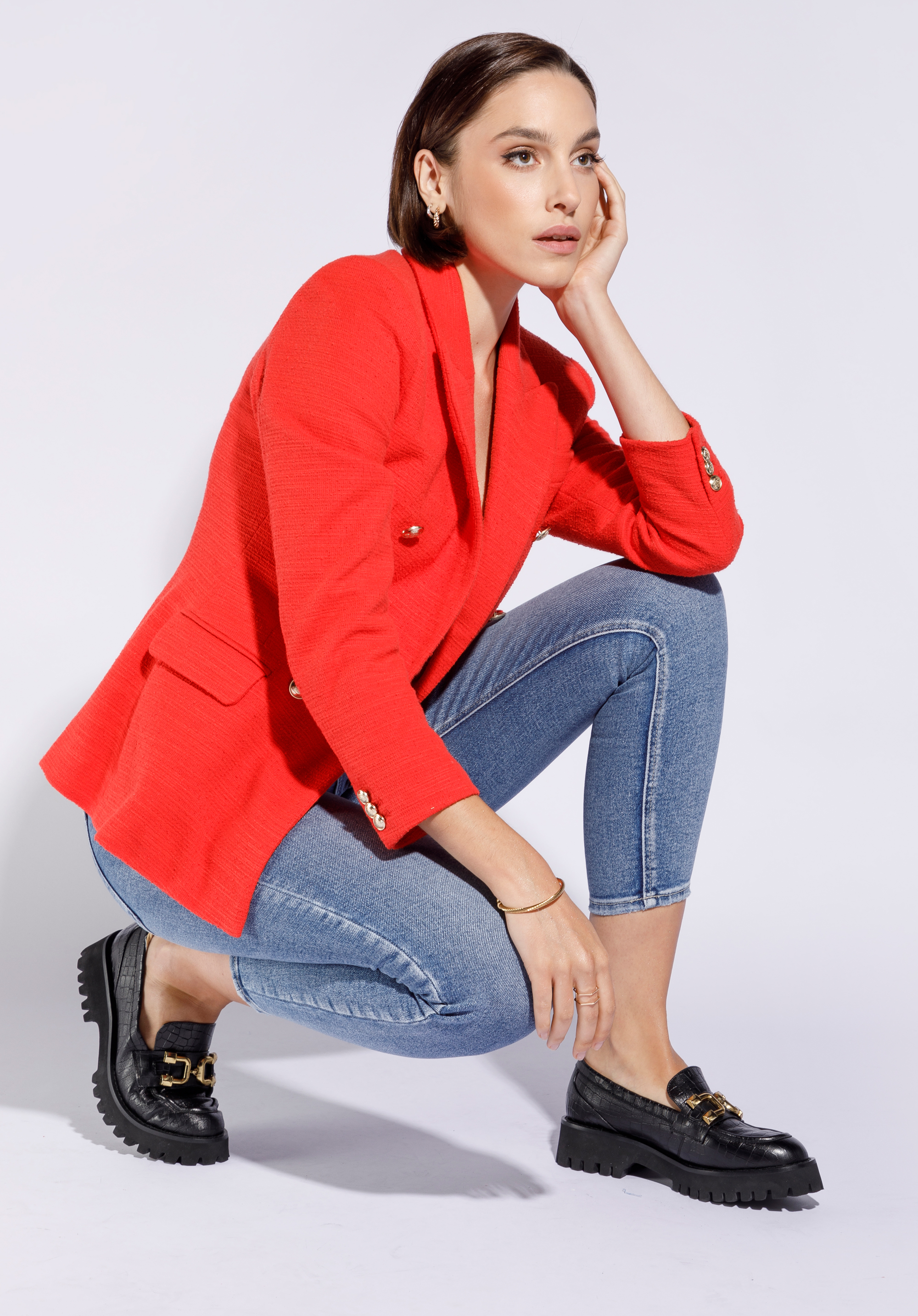 Damskie mokasyny ze skóry z klamerką