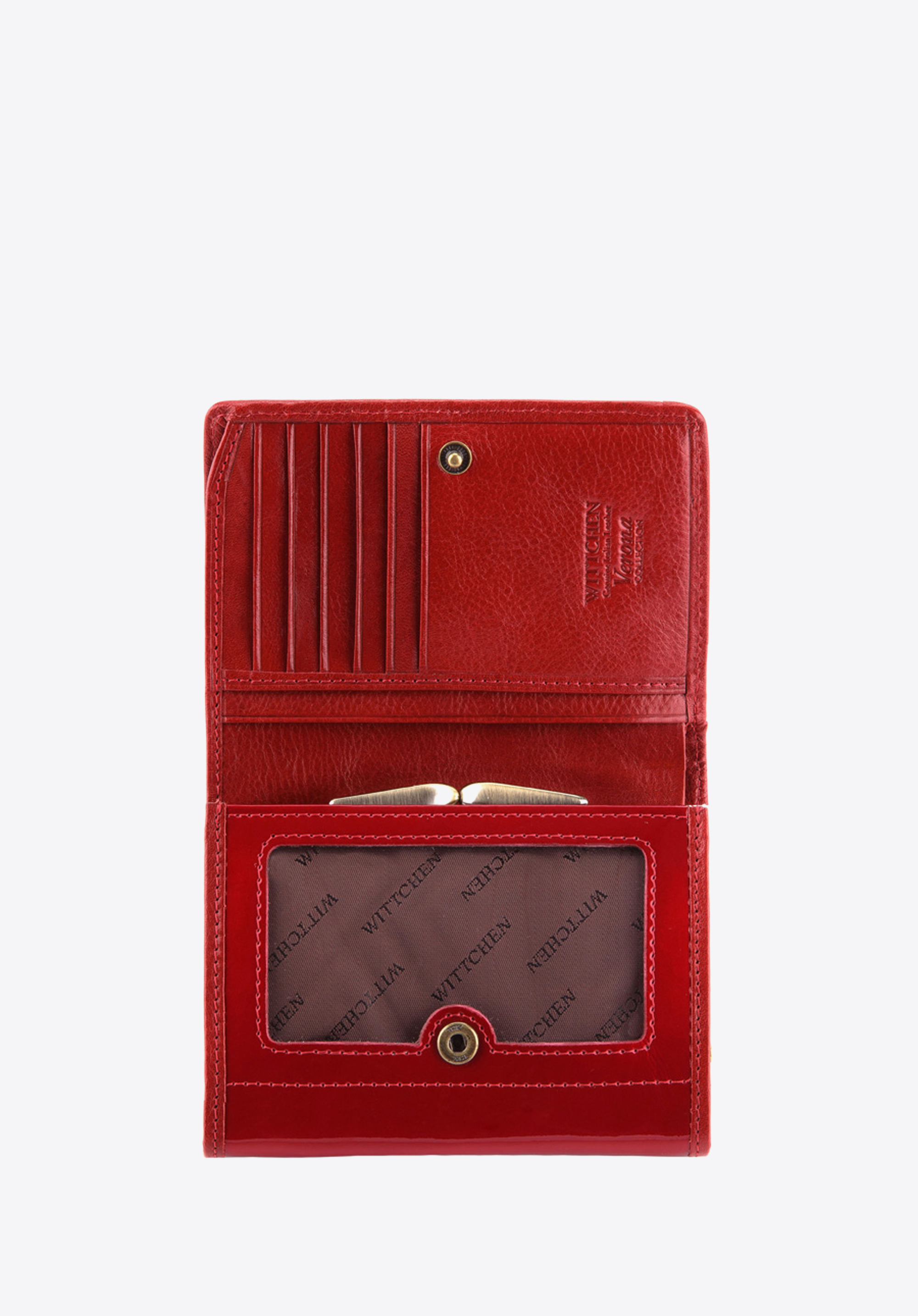 Damski portfel ze skóry lakierowany średni