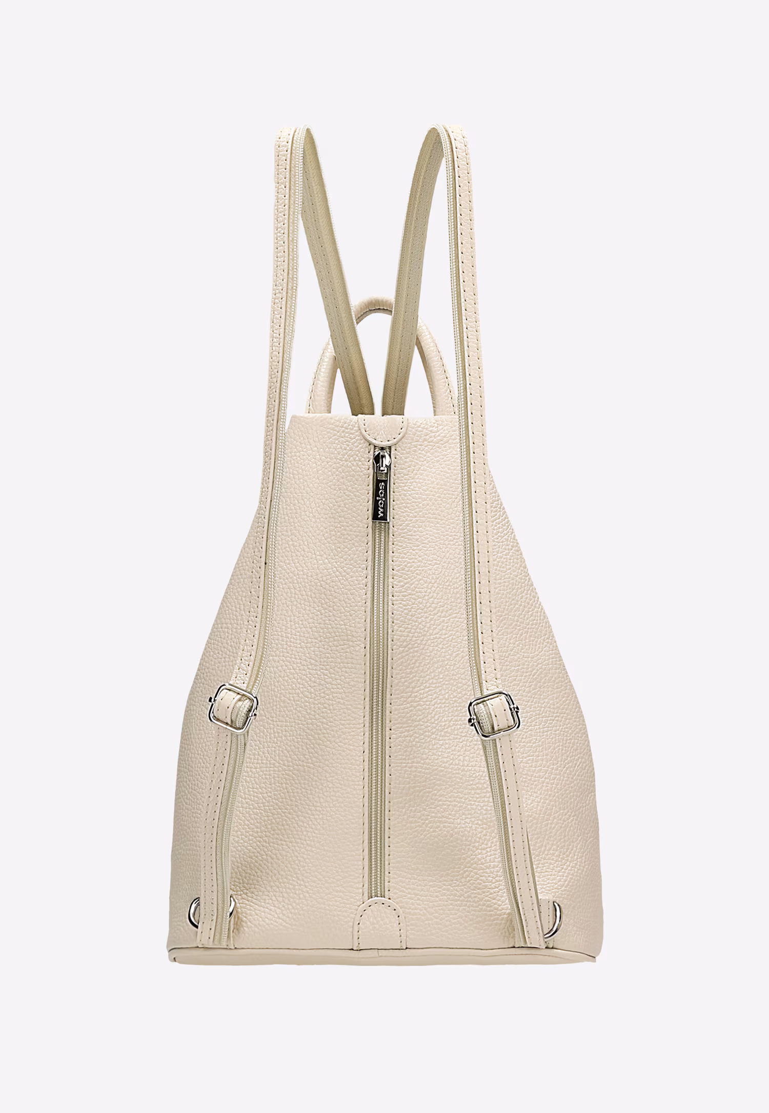 Beżowy trójkątny plecak miejski z suwakiem