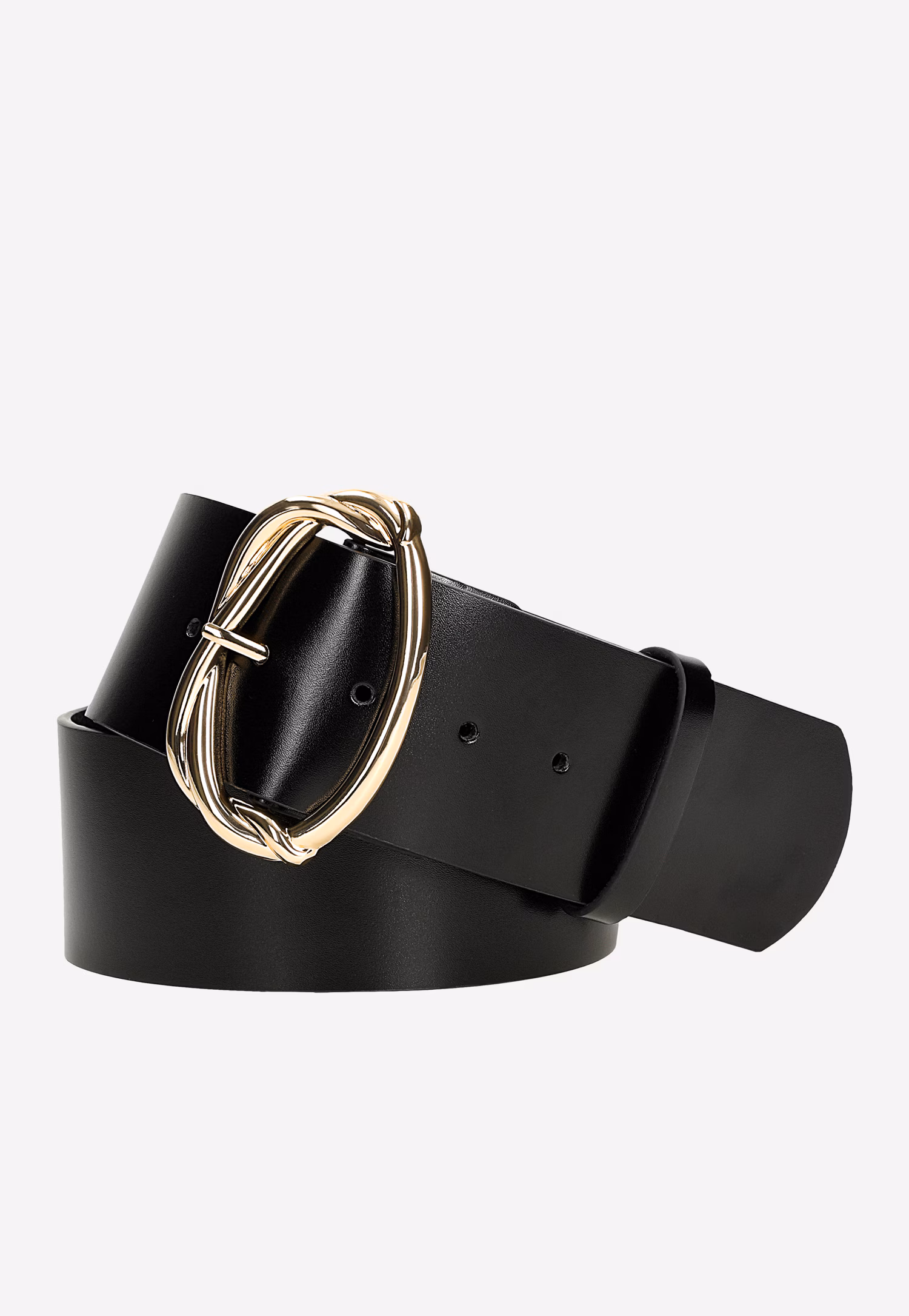 Czarny szeroki pasek damski ze skóry licowej