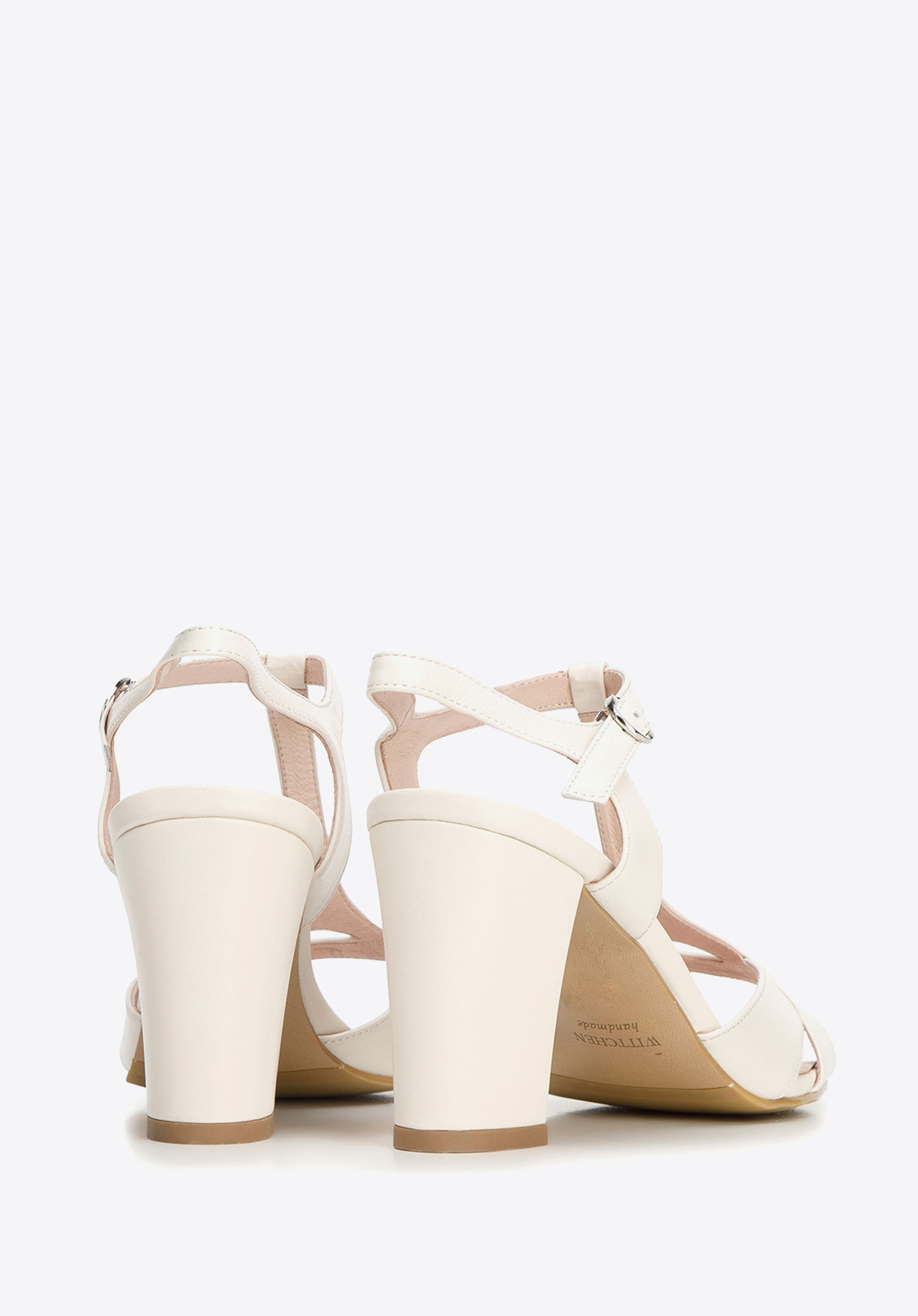 Damskie sandały ze skóry na słupku