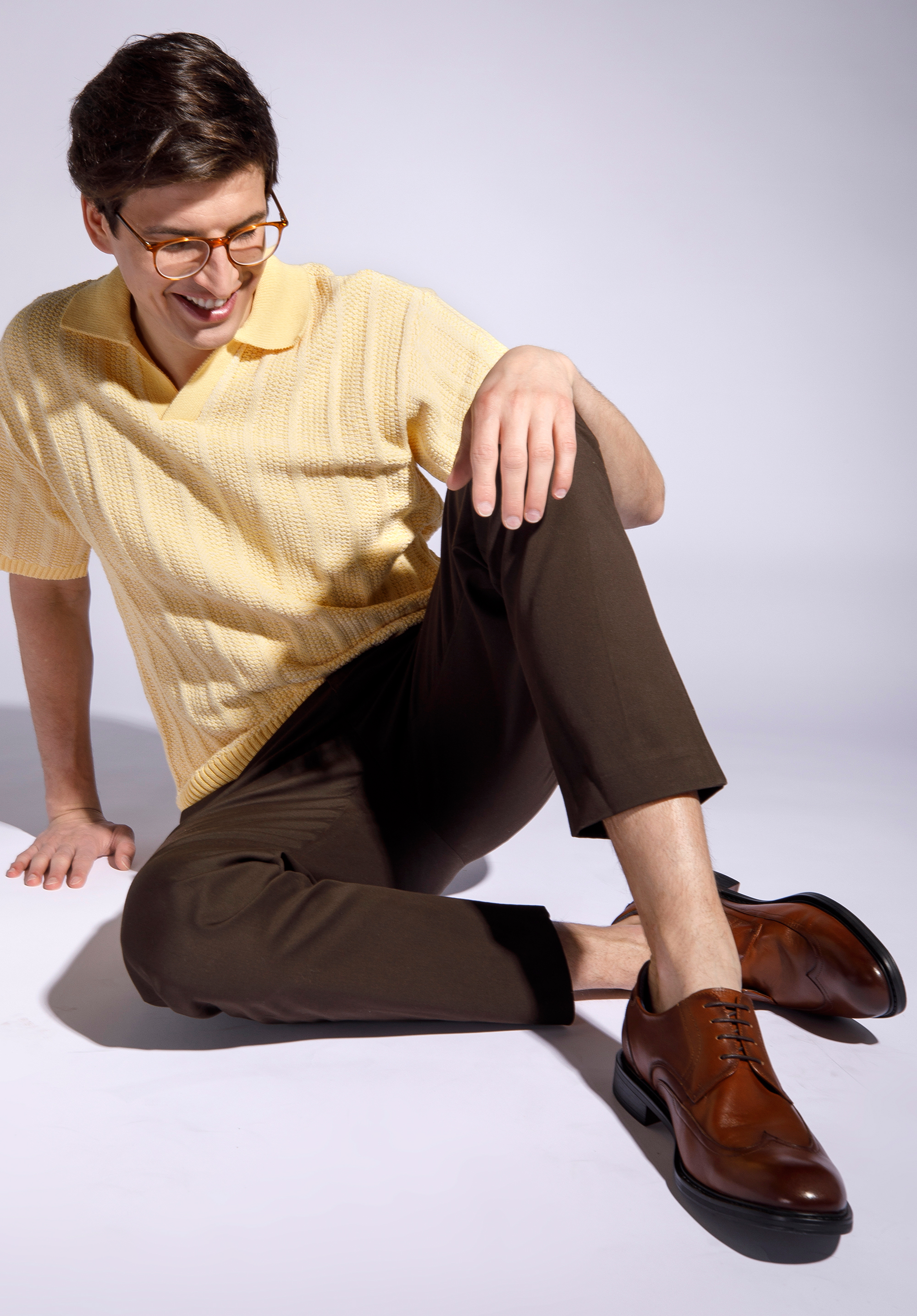 Męskie półbuty skórzane z przeszyciami