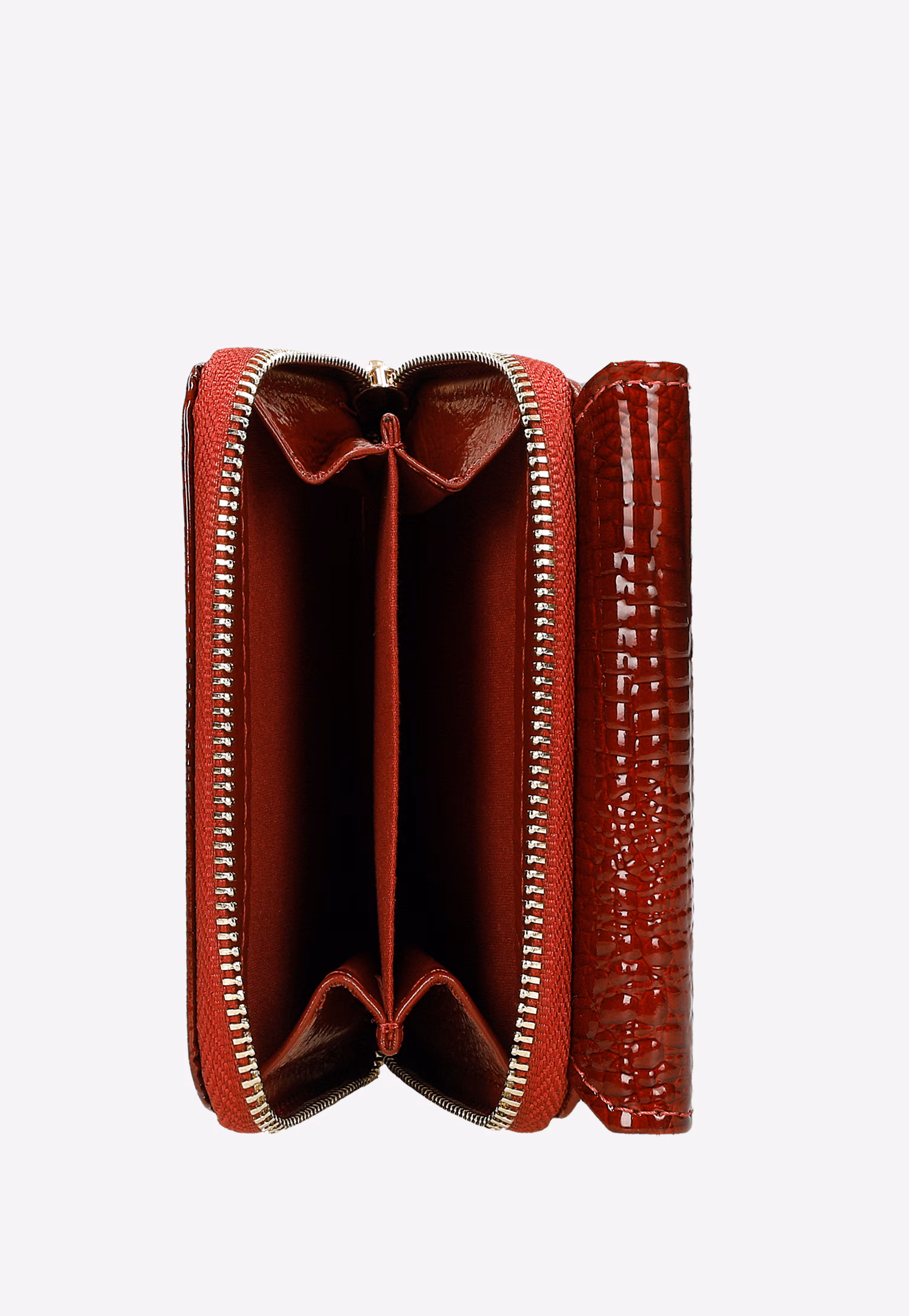 Mały czerwony portfel damski ze skóry licowej