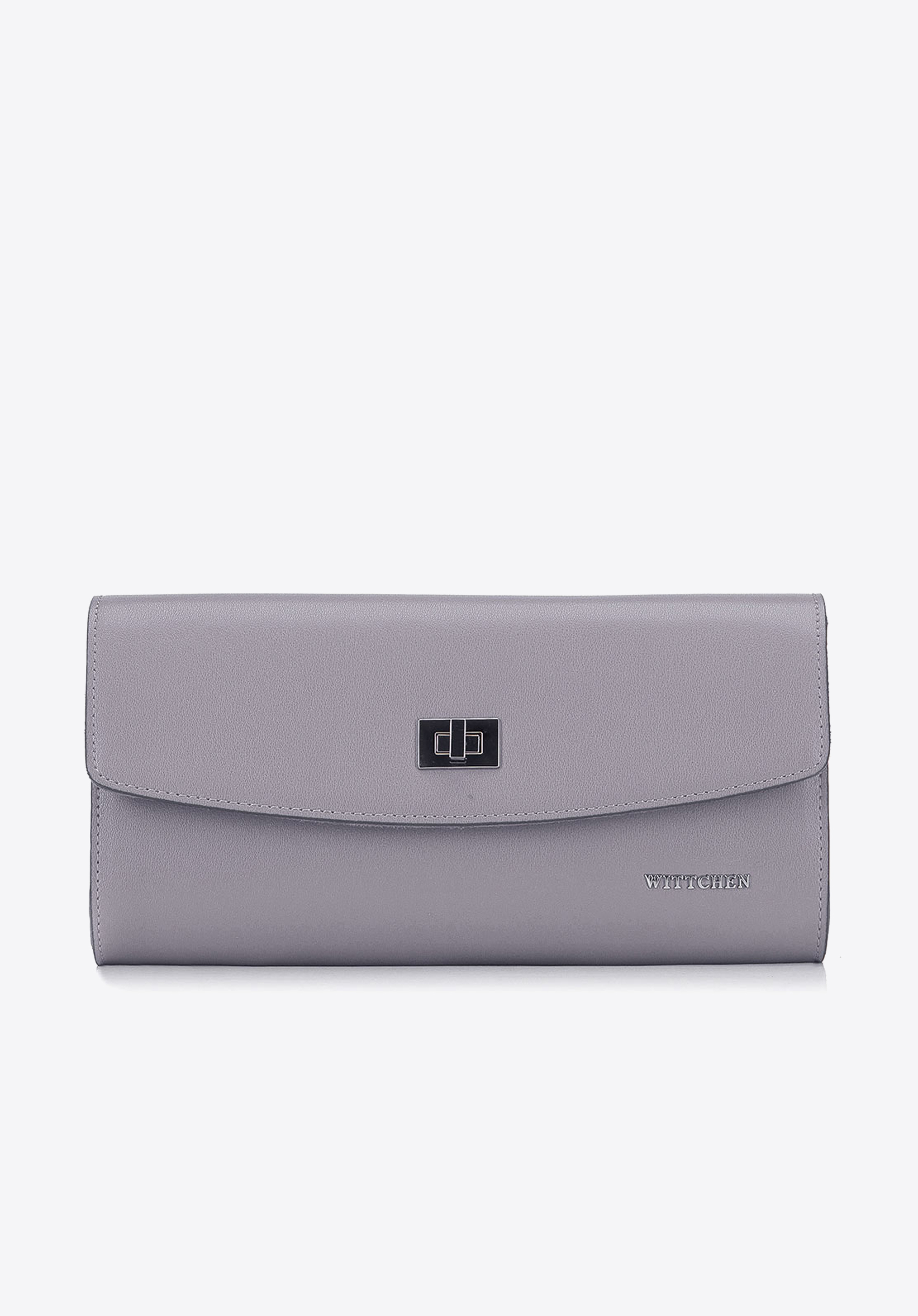 Kopertówka skórzana prosta z łańcuszkiem