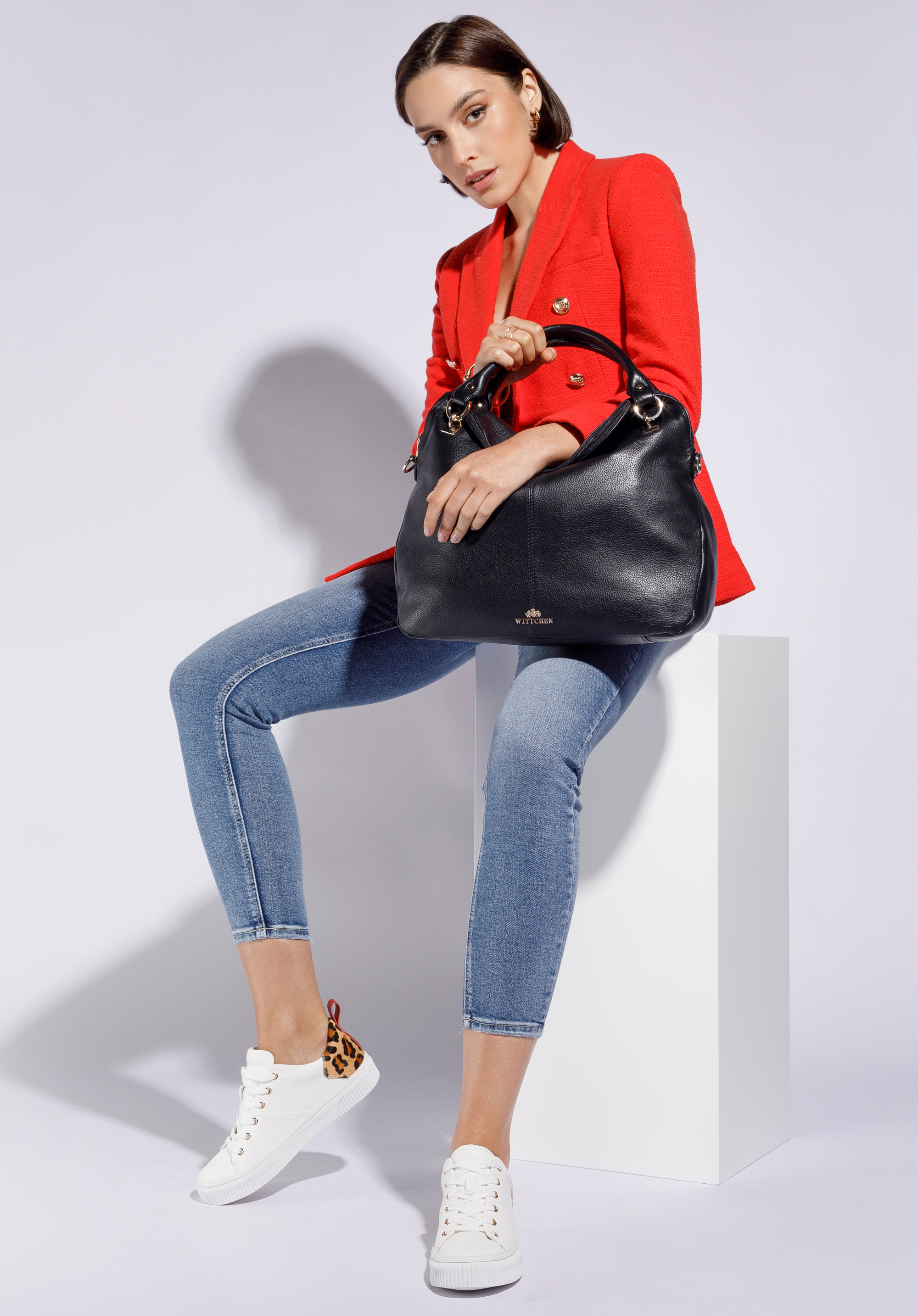 Torebka kuferek skórzana zaokrąglona