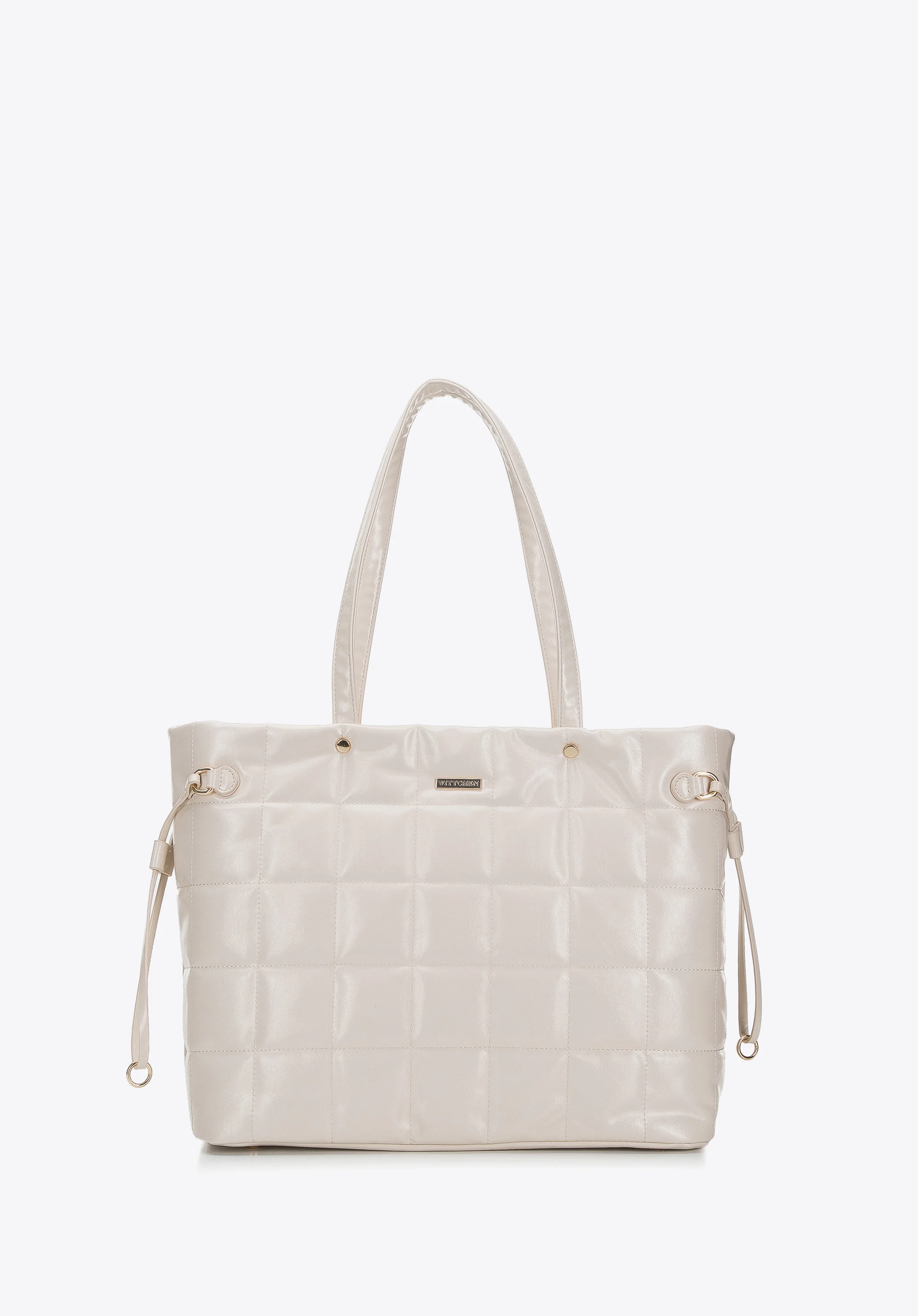 Torebka shopperka z ekoskóry pikowana w kwadraty