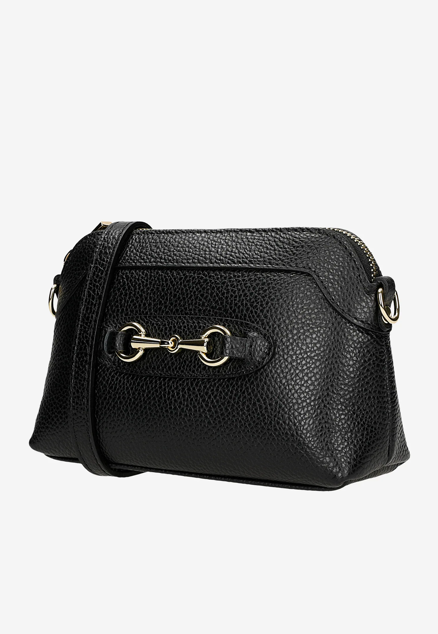 Mała czarna torebka wizytowa ze złotą ozdobą