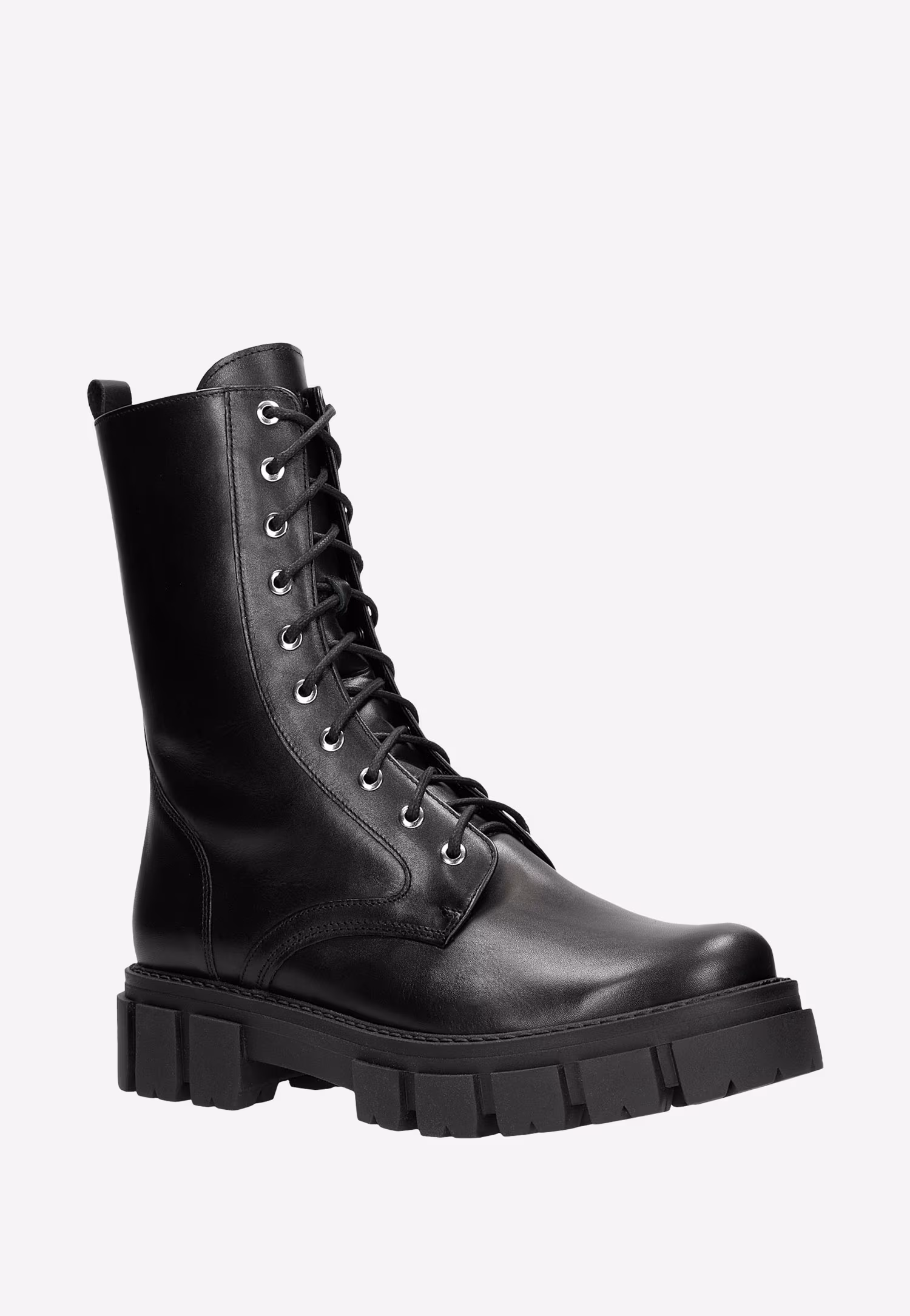 Wysokie beżowe trzewiki damskie typu bikery