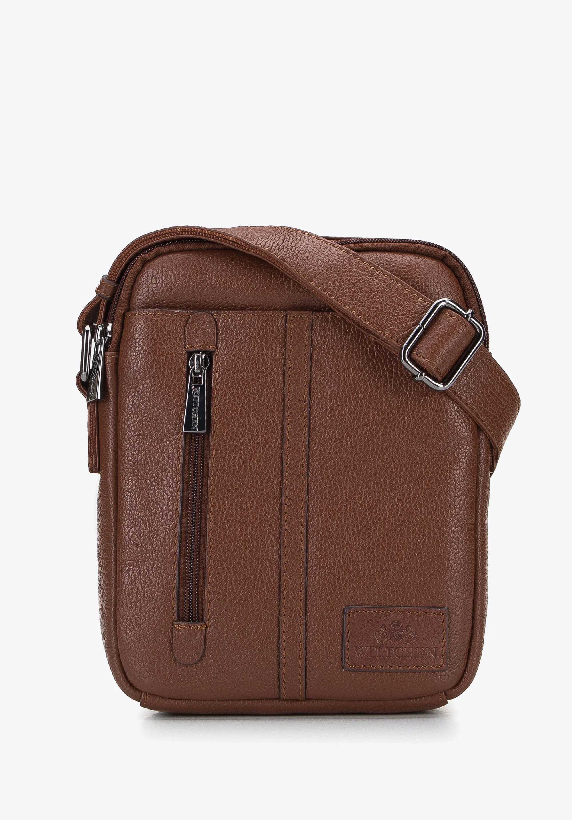 Męska listonoszka skórzana z pionowym paskiem