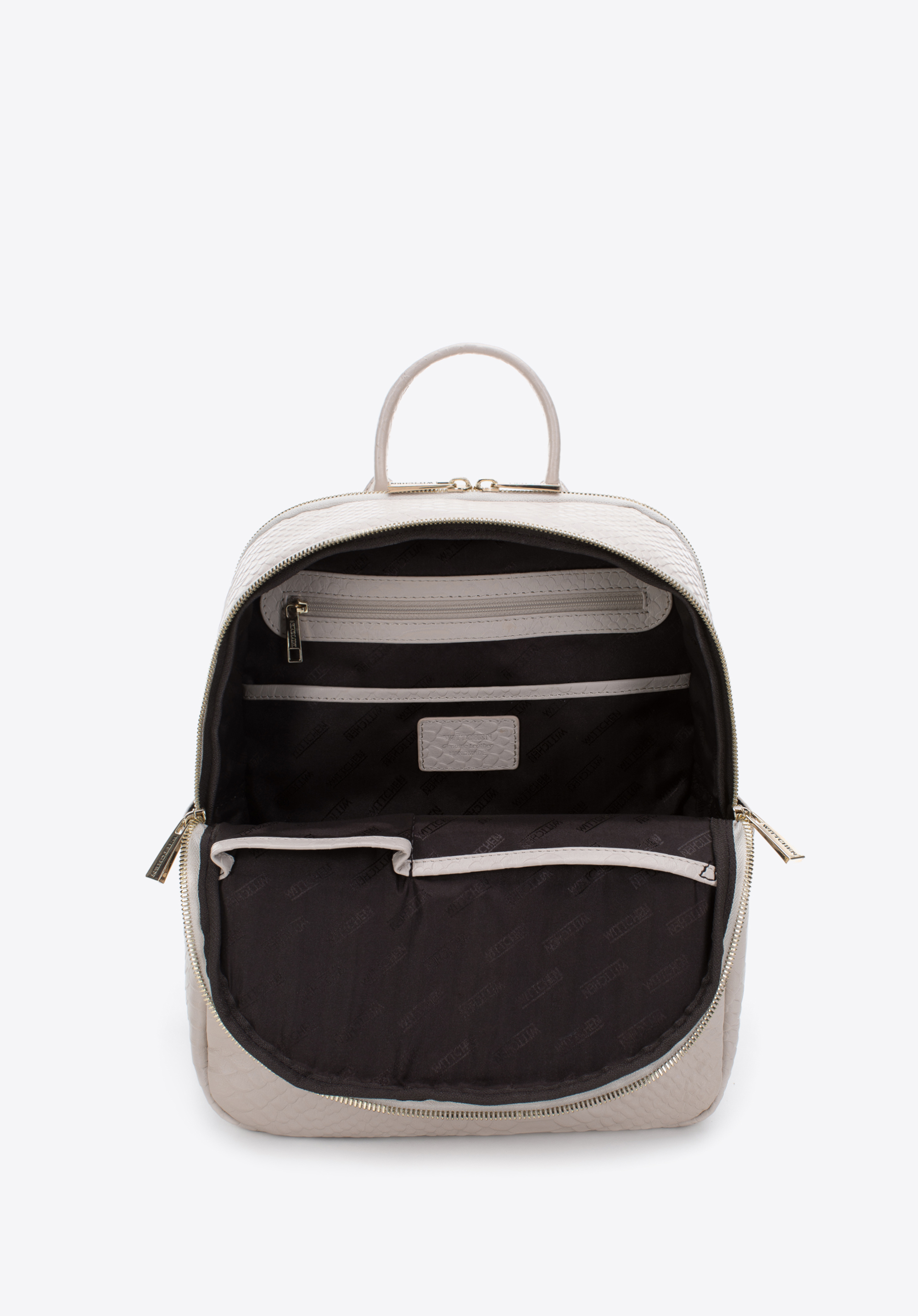 Damski plecak ze skóry o fakturze lizard dwukomorowy