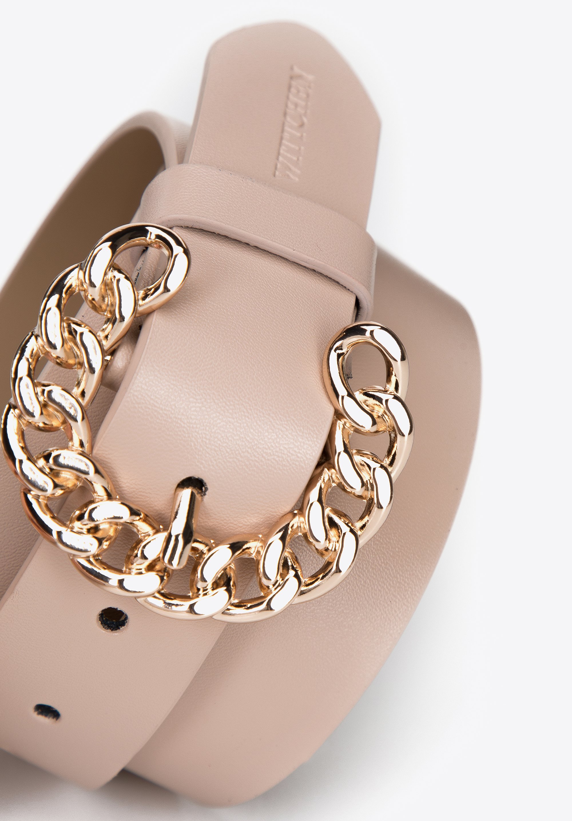 Damski pasek skórzany z klamrą w kształcie podkowy