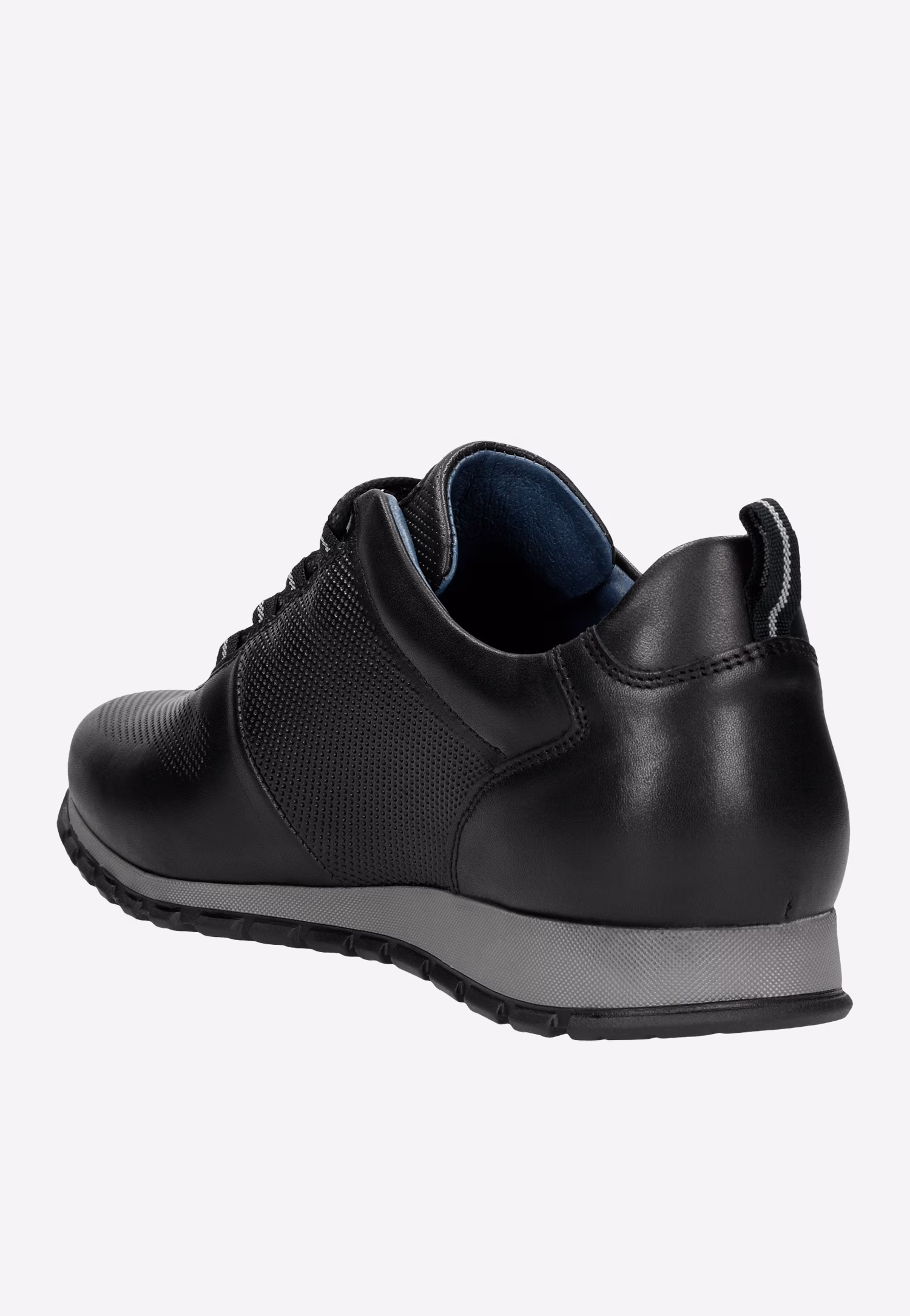 Czarne całoroczne sneakersy męskie ze skóry licowej