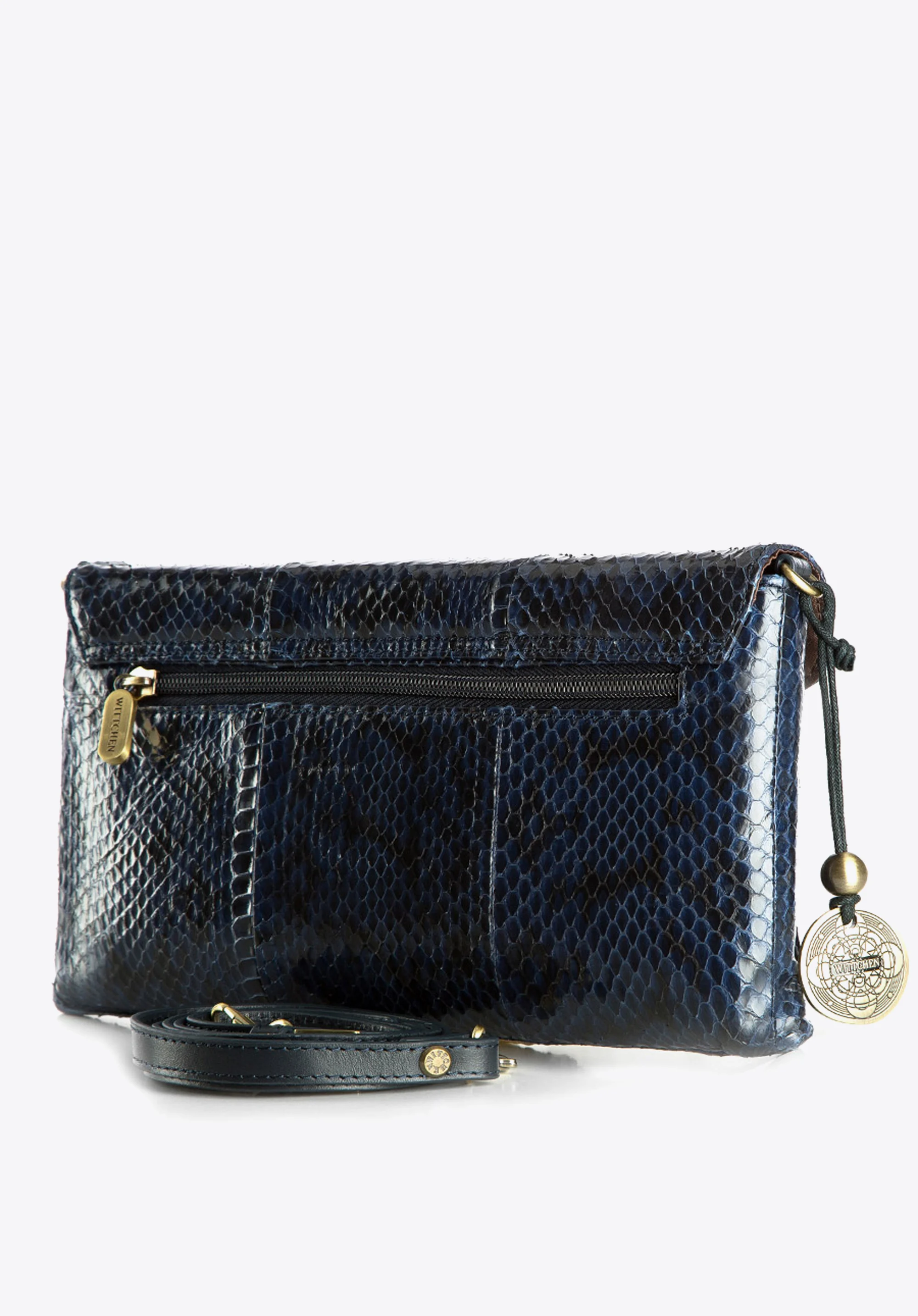 Kopertówka skórzana we wzór węża  z suwakiem