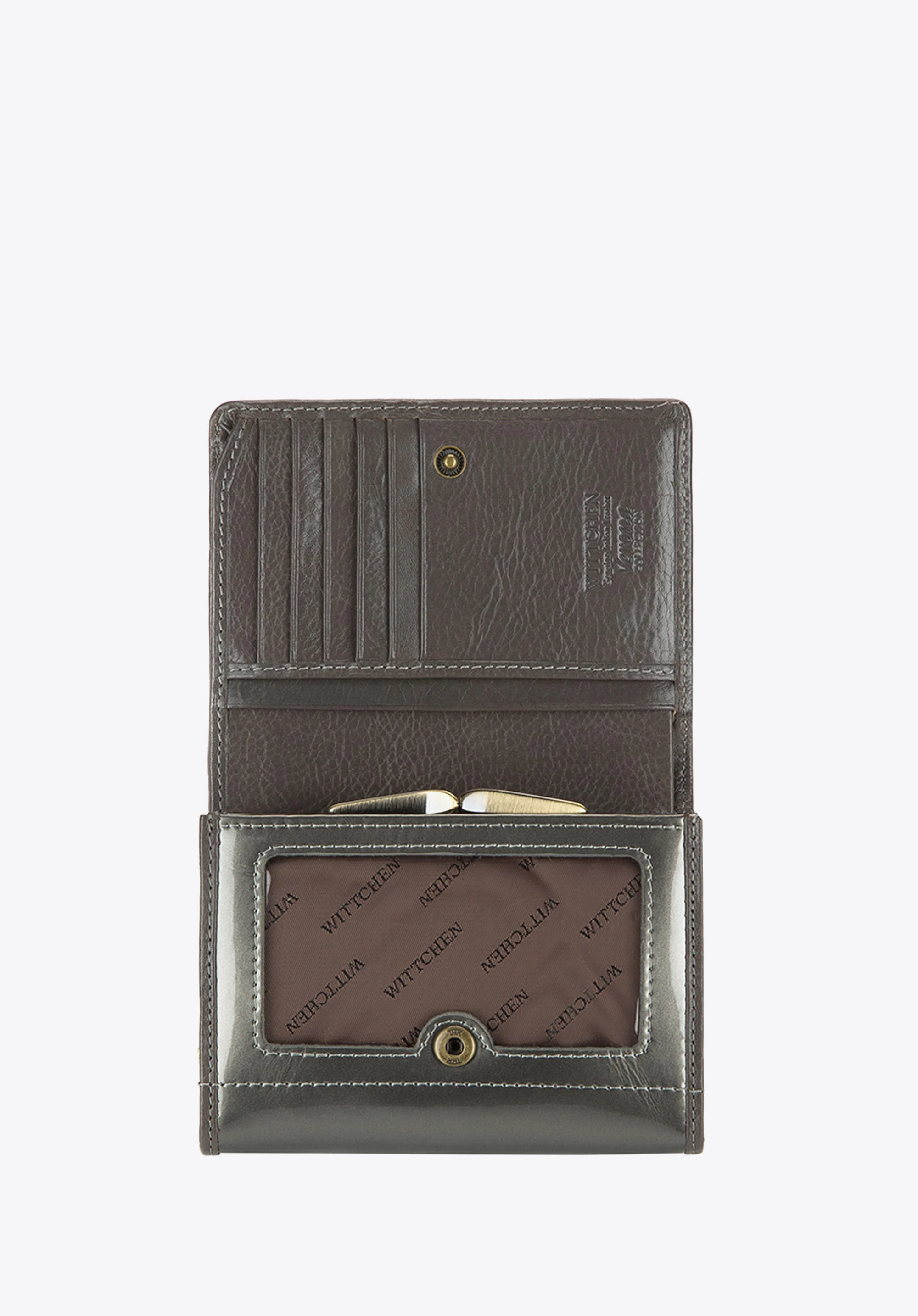 Damski portfel ze skóry lakierowany średni