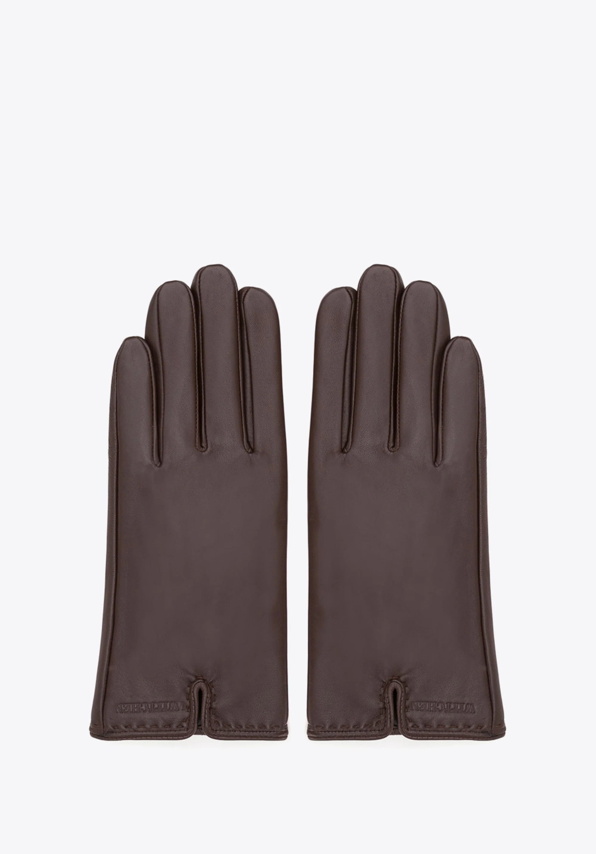 Damskie rękawiczki ze skóry z wycięciem