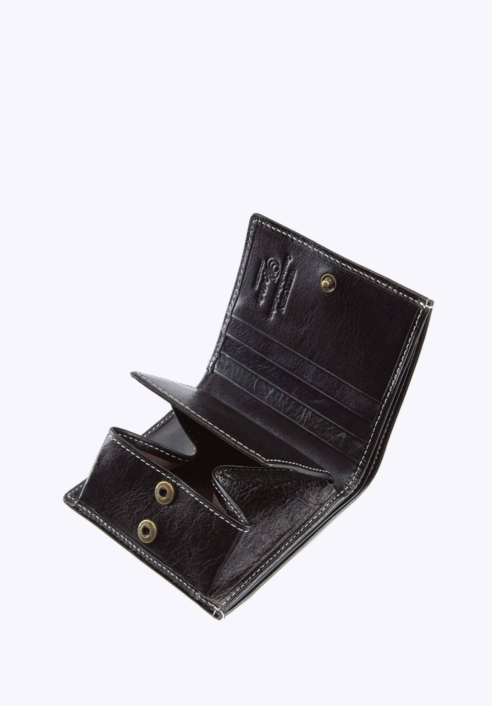 Portfel ze skóry stębnowany mały