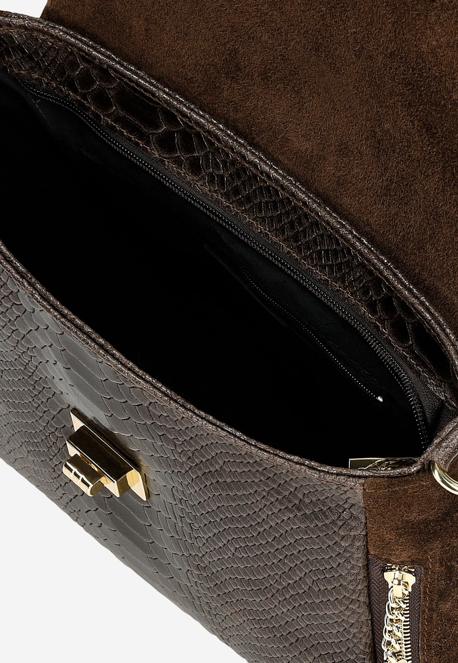 Ciemnobrązowa torebka damska z ciekawą fakturą