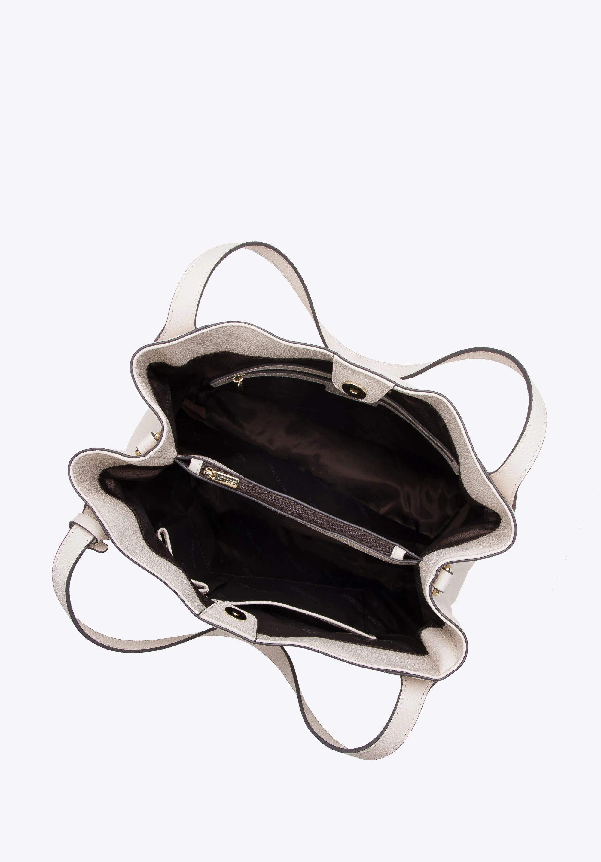 Torebka worek ze skóry w monogram z chwostem