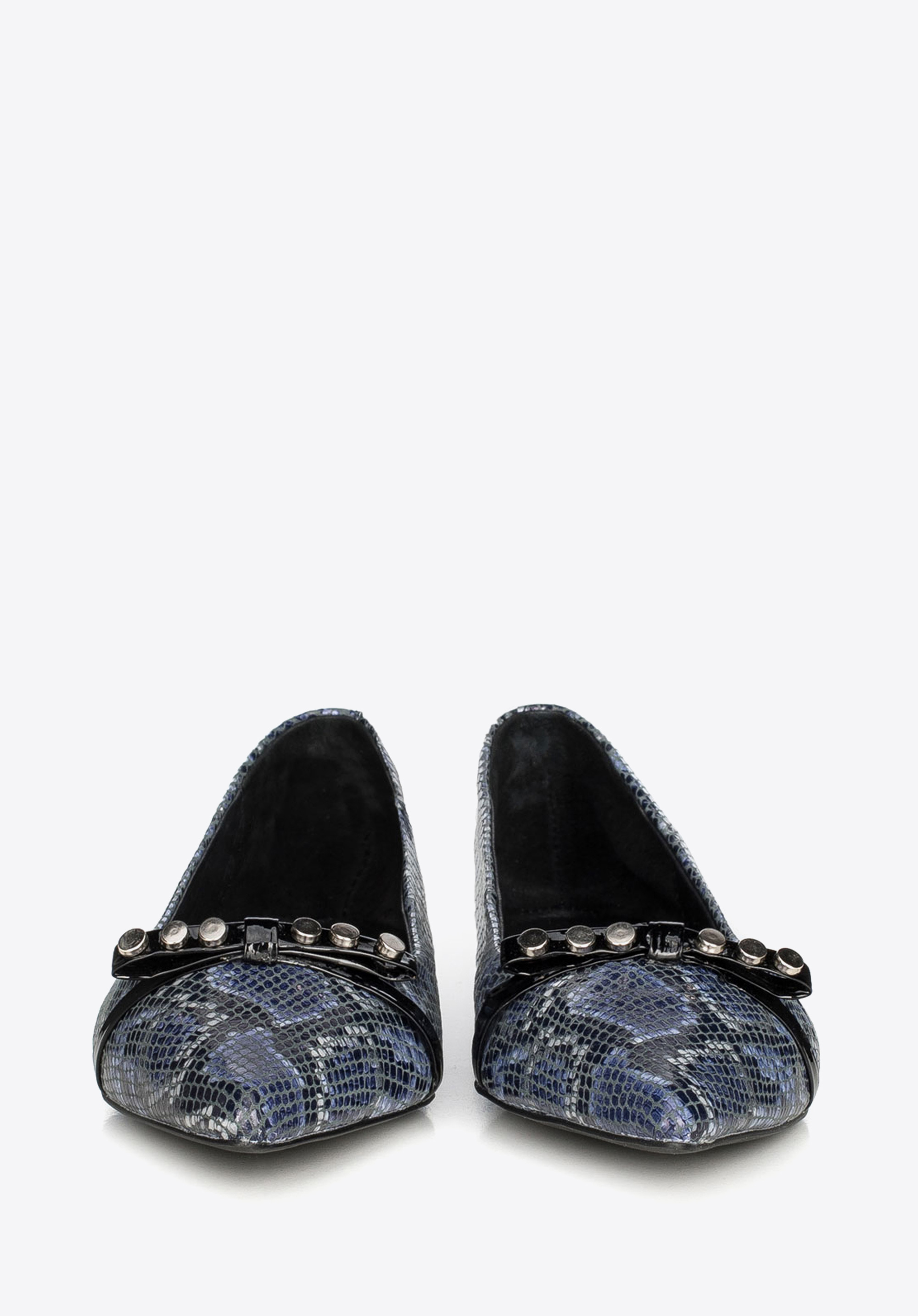 Baleriny ze skóry lizard z ćwiekami