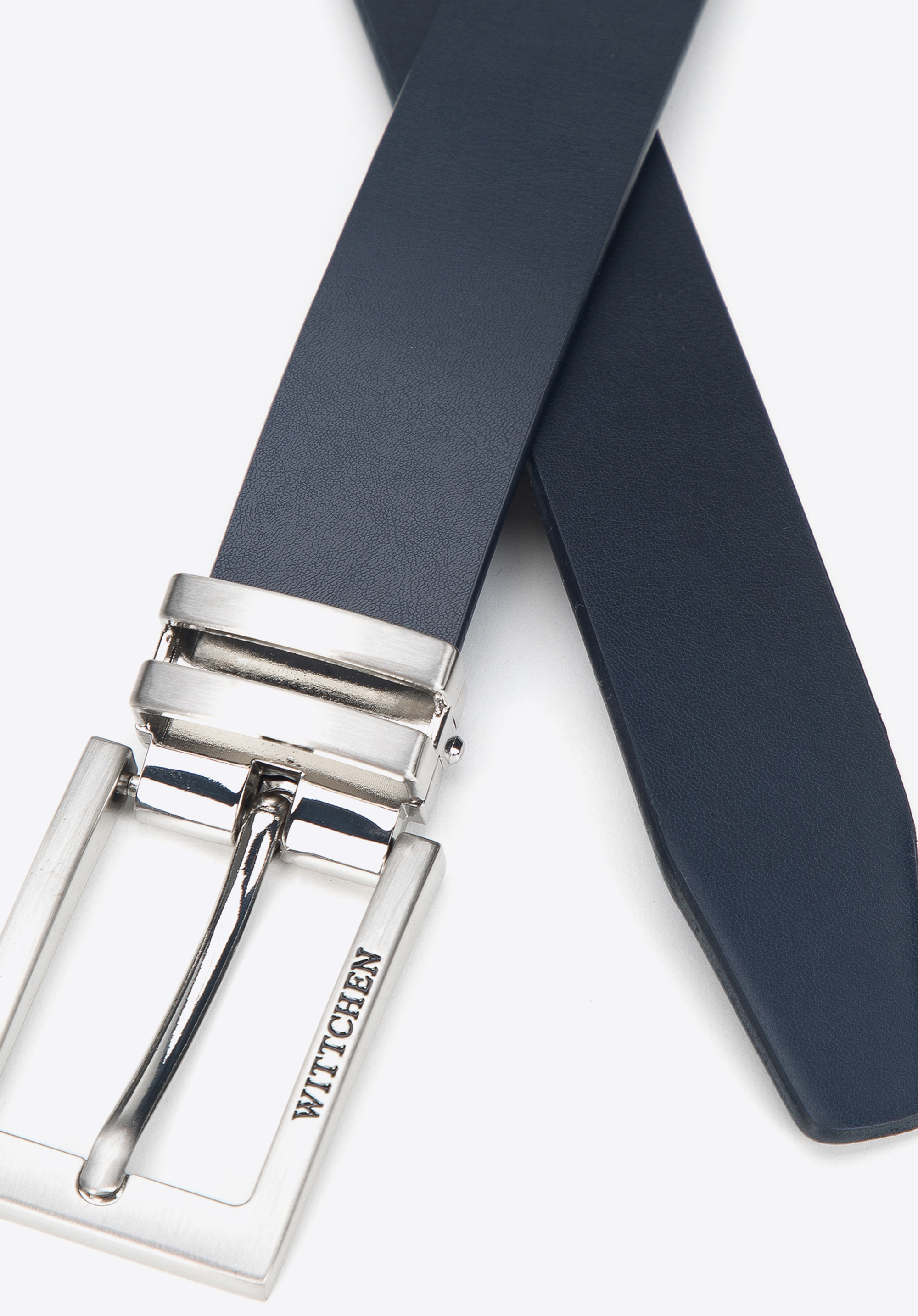 Męski pasek skórzany z podwójną metalową szlufką