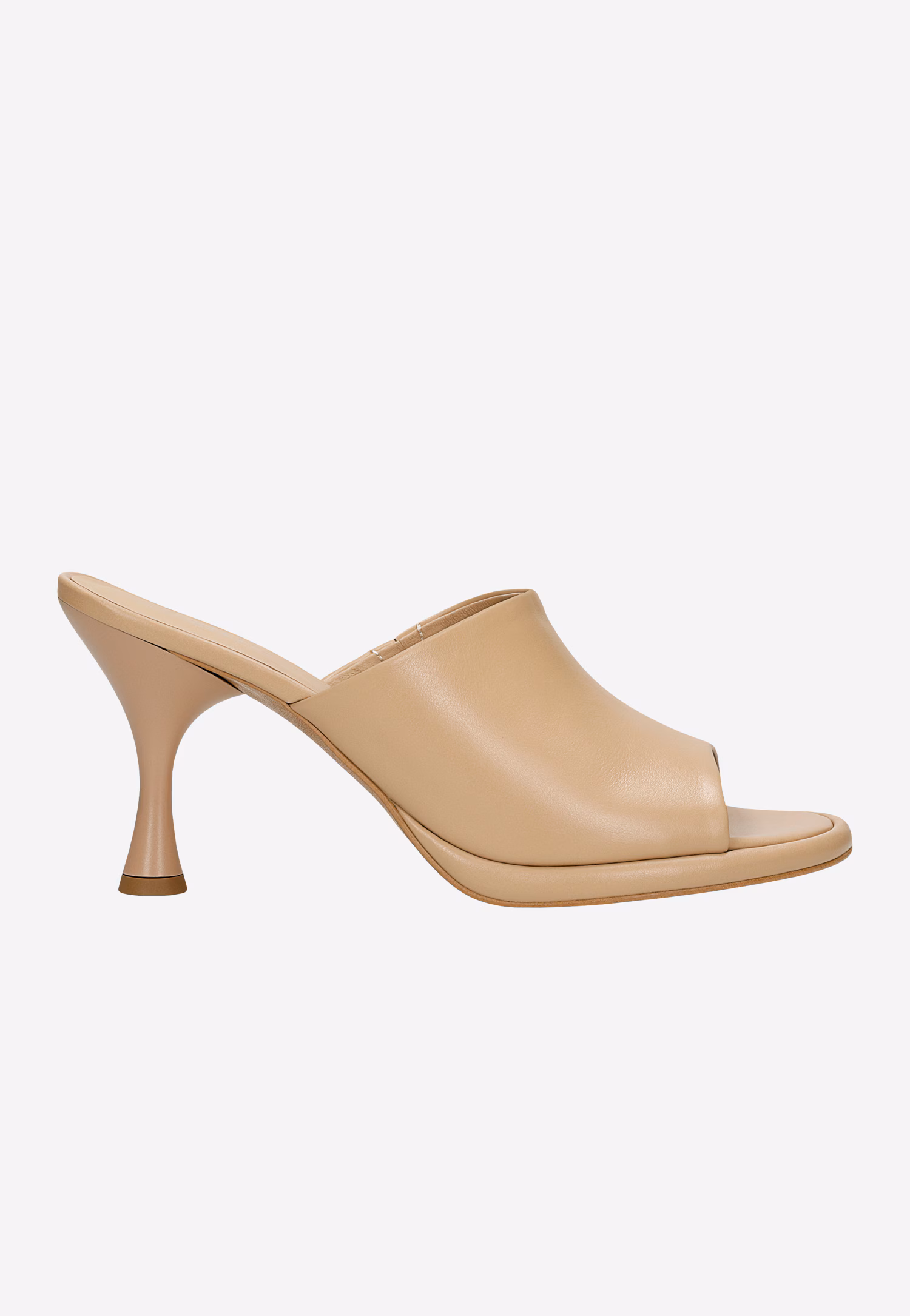 Beżowe klapki damskie na obcasie w kształcie klepsydry