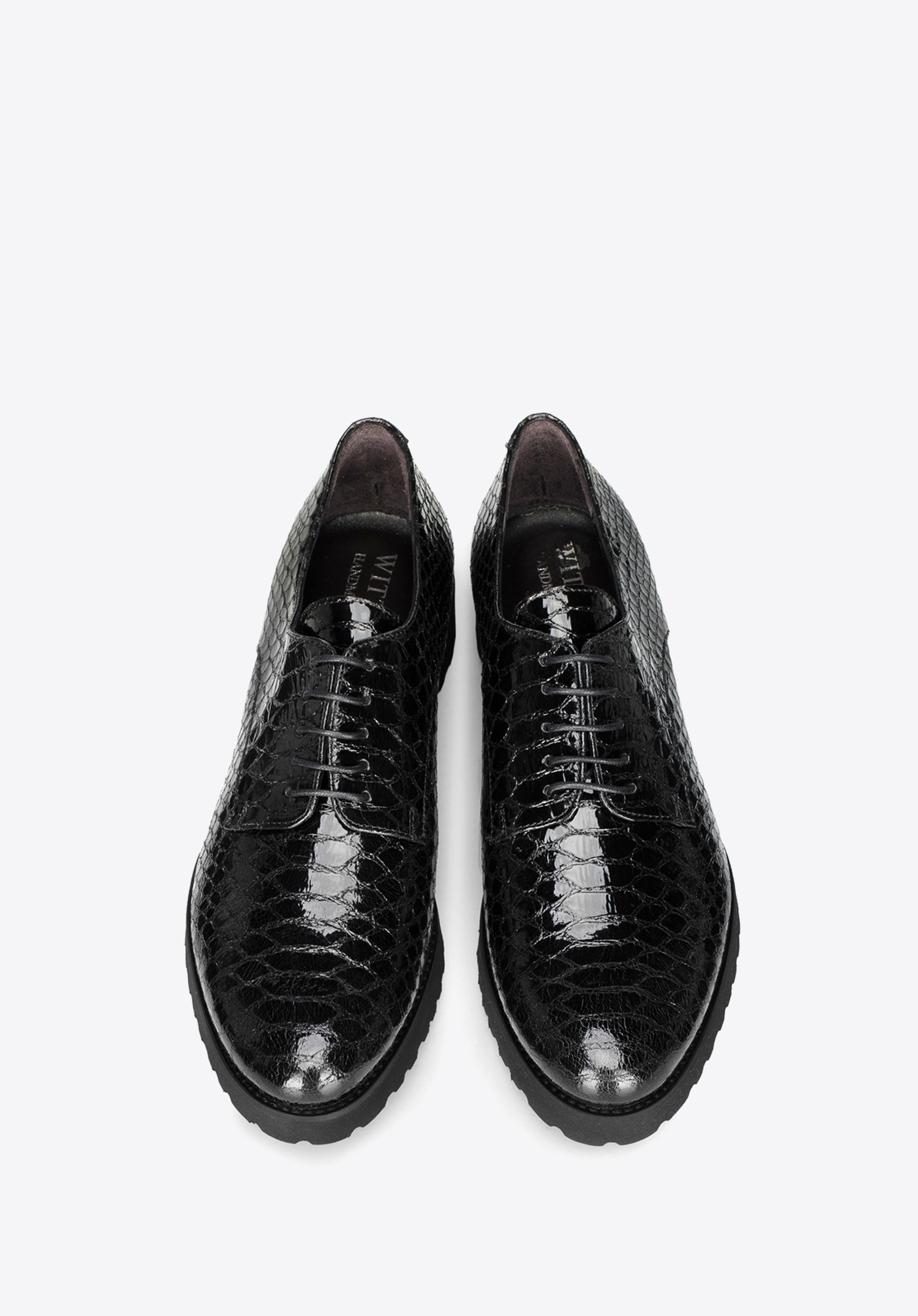 Damskie półbuty lakierowane ze skóry lizard