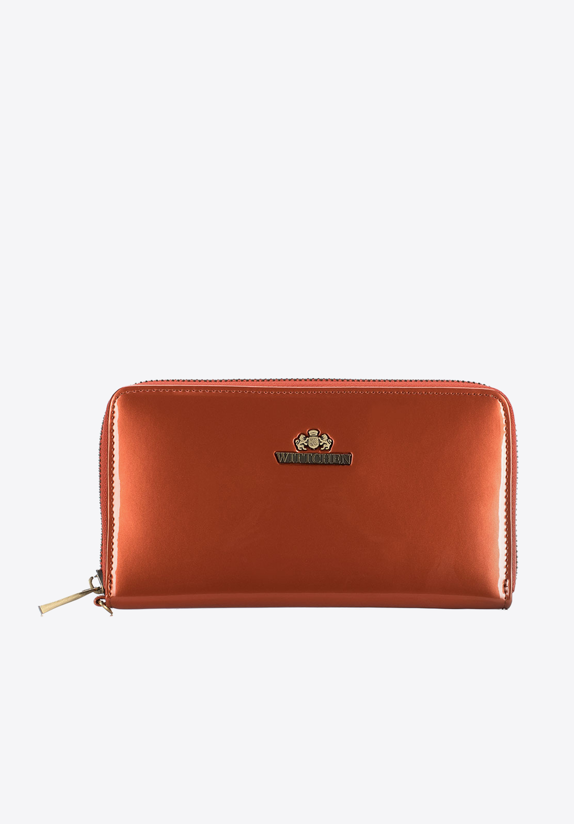 Damski portfel skórzany lakierowany na zamek