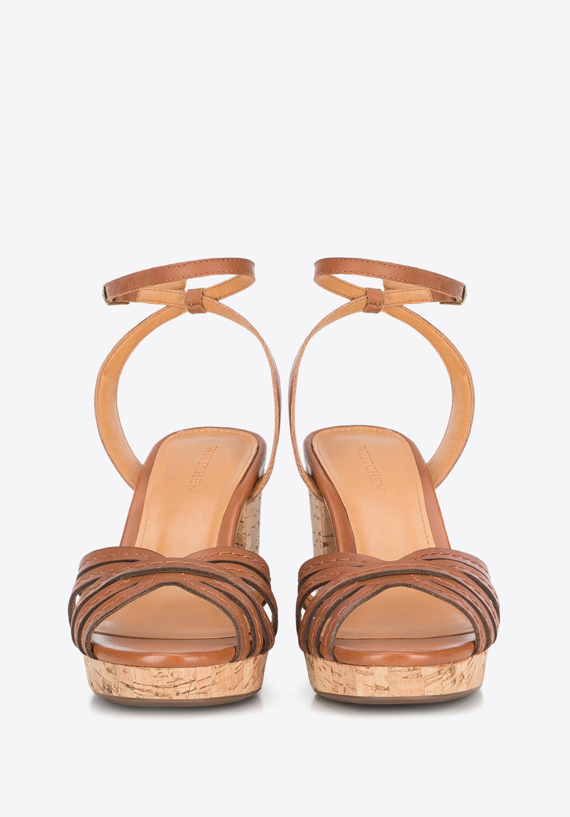 Damskie sandały skórzane na korku