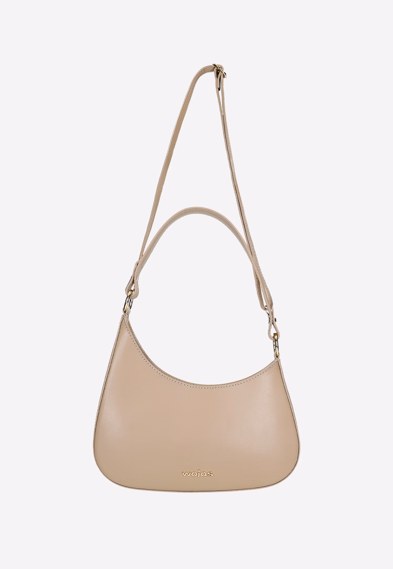 Brązowa skórzana asymetryczna torebka typu bagietka