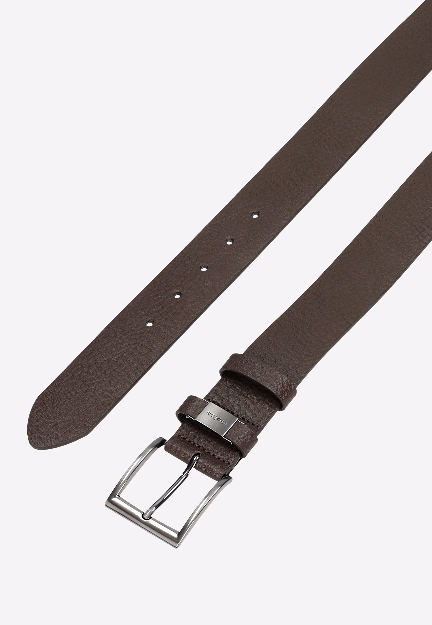 Ciemnobrązowy pasek męski ze szlufką z logo