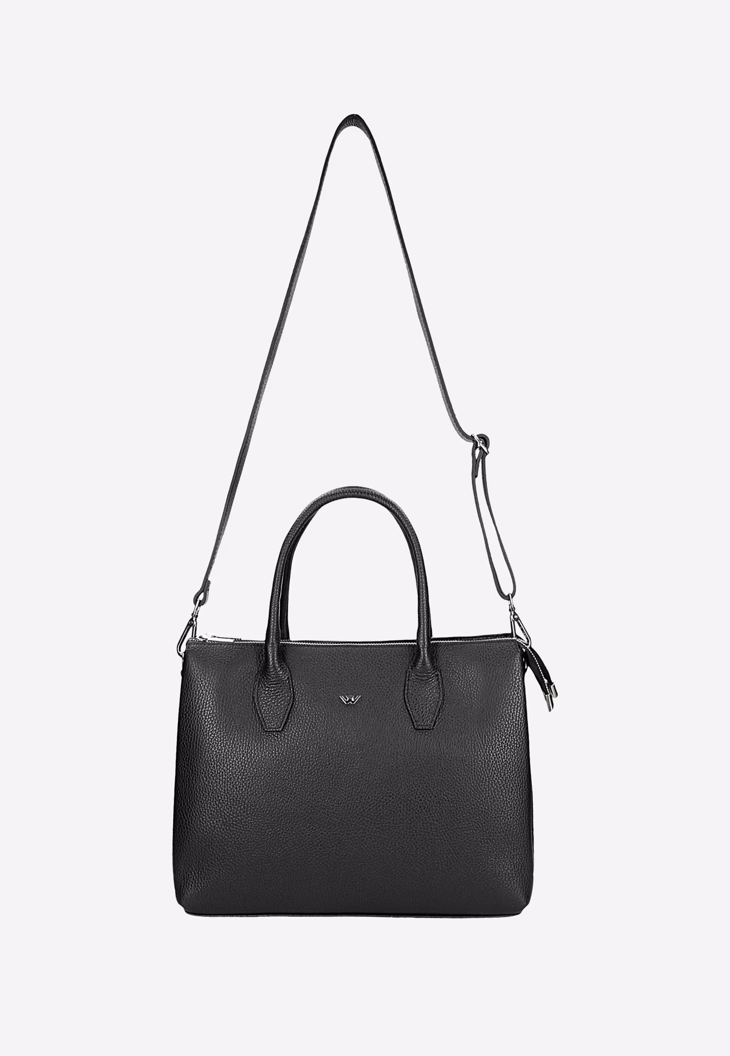 Skórzany kuferek damski w kolorze czarnym