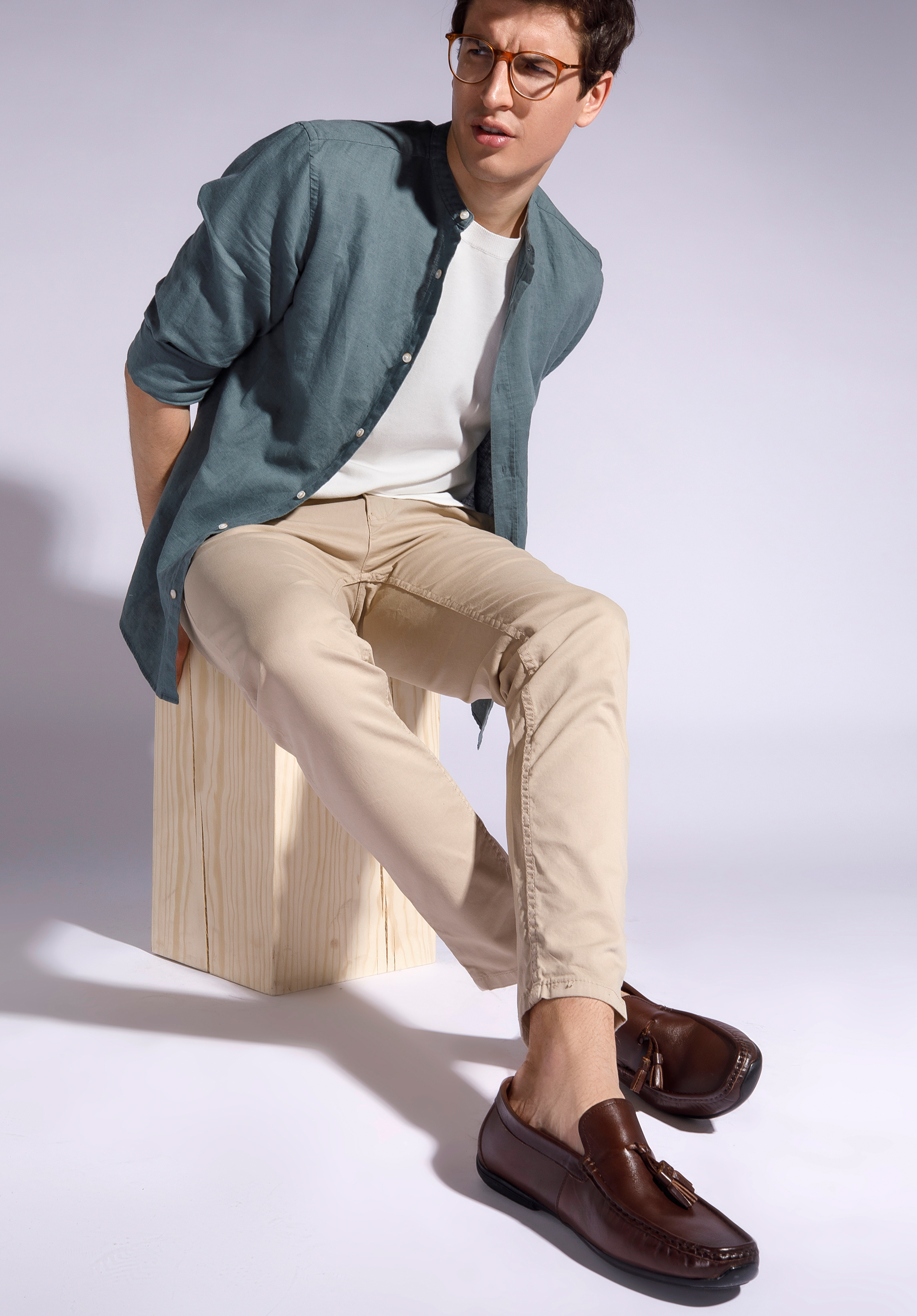 Męskie mokasyny skórzane z chwostami