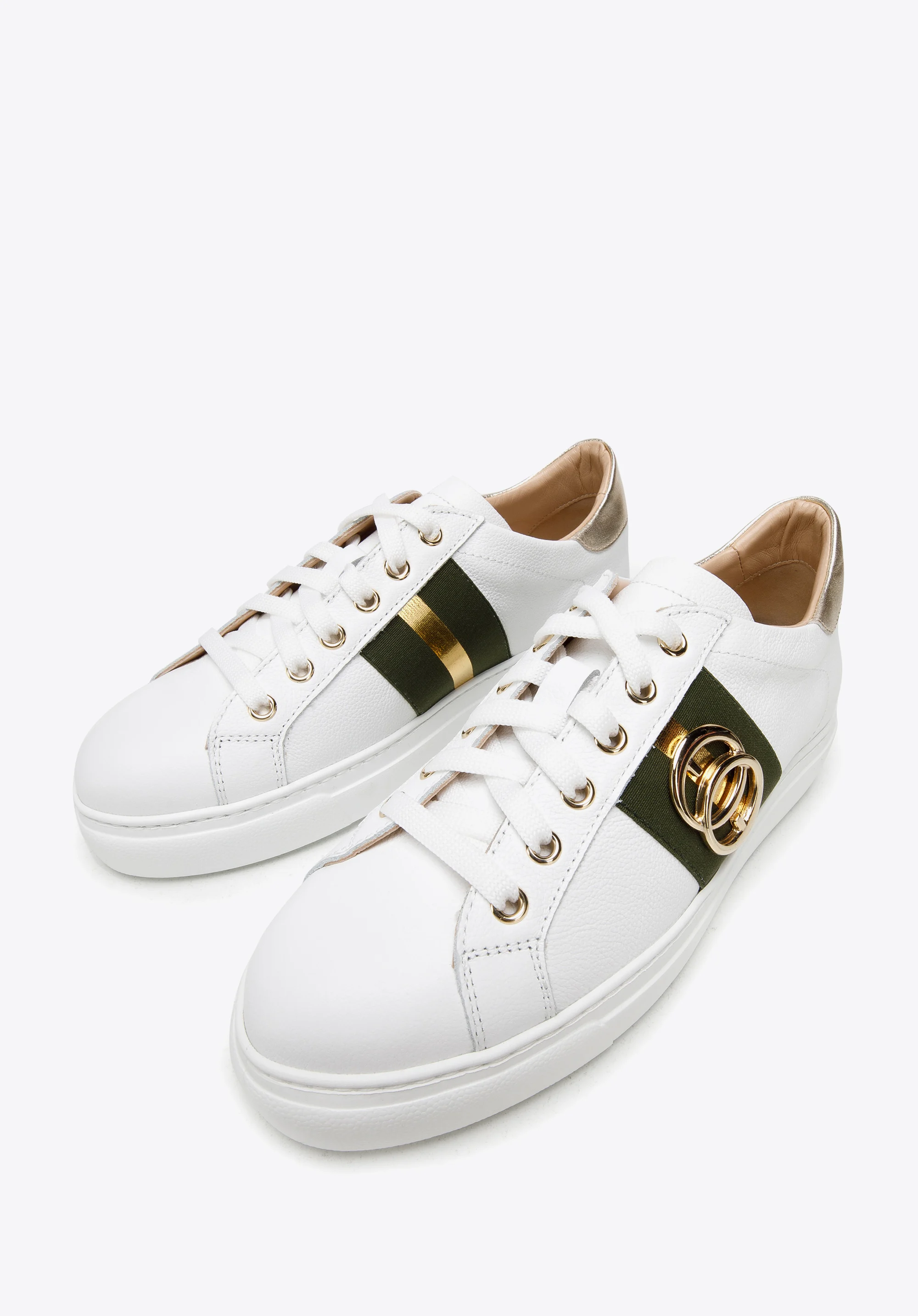 Damskie sneakersy skórzane z klamrami