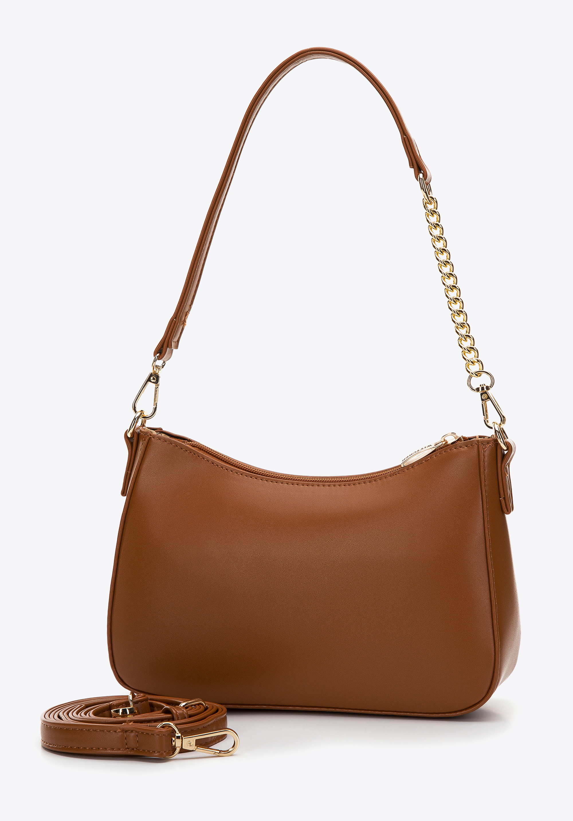 Damska torebka bagietka z matowej ekoskóry z łańcuszkiem