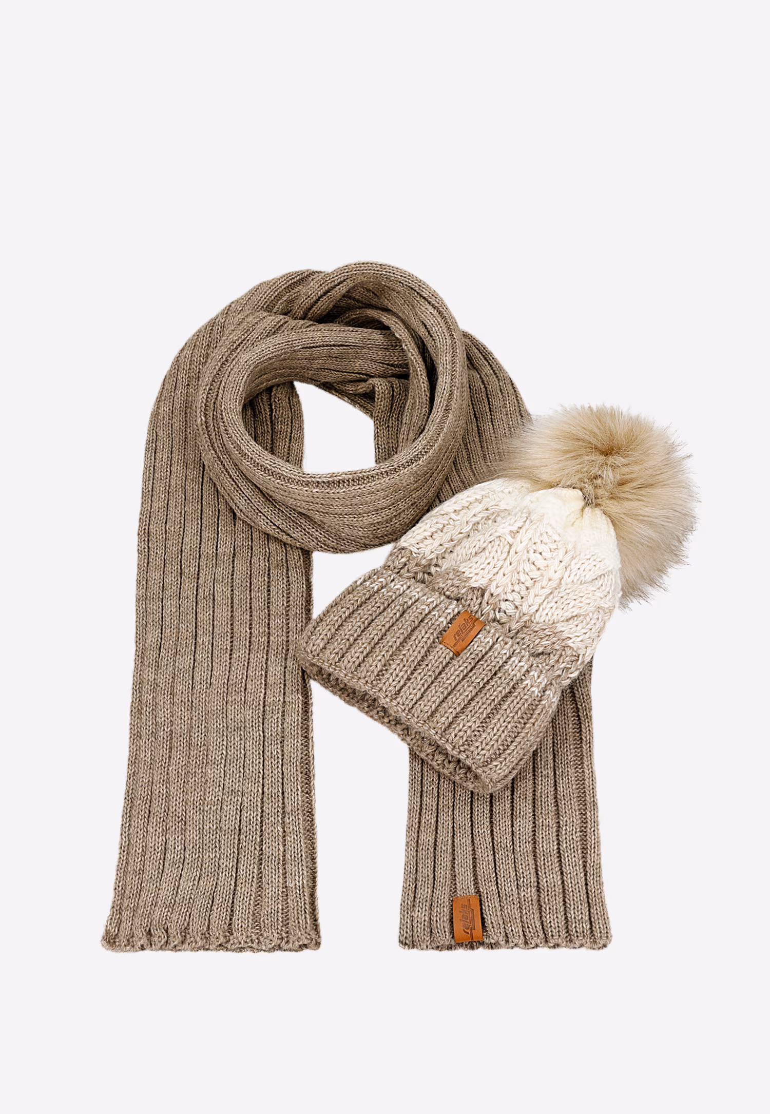 Dwukolorowy zestaw RELAKS czapka + szalik