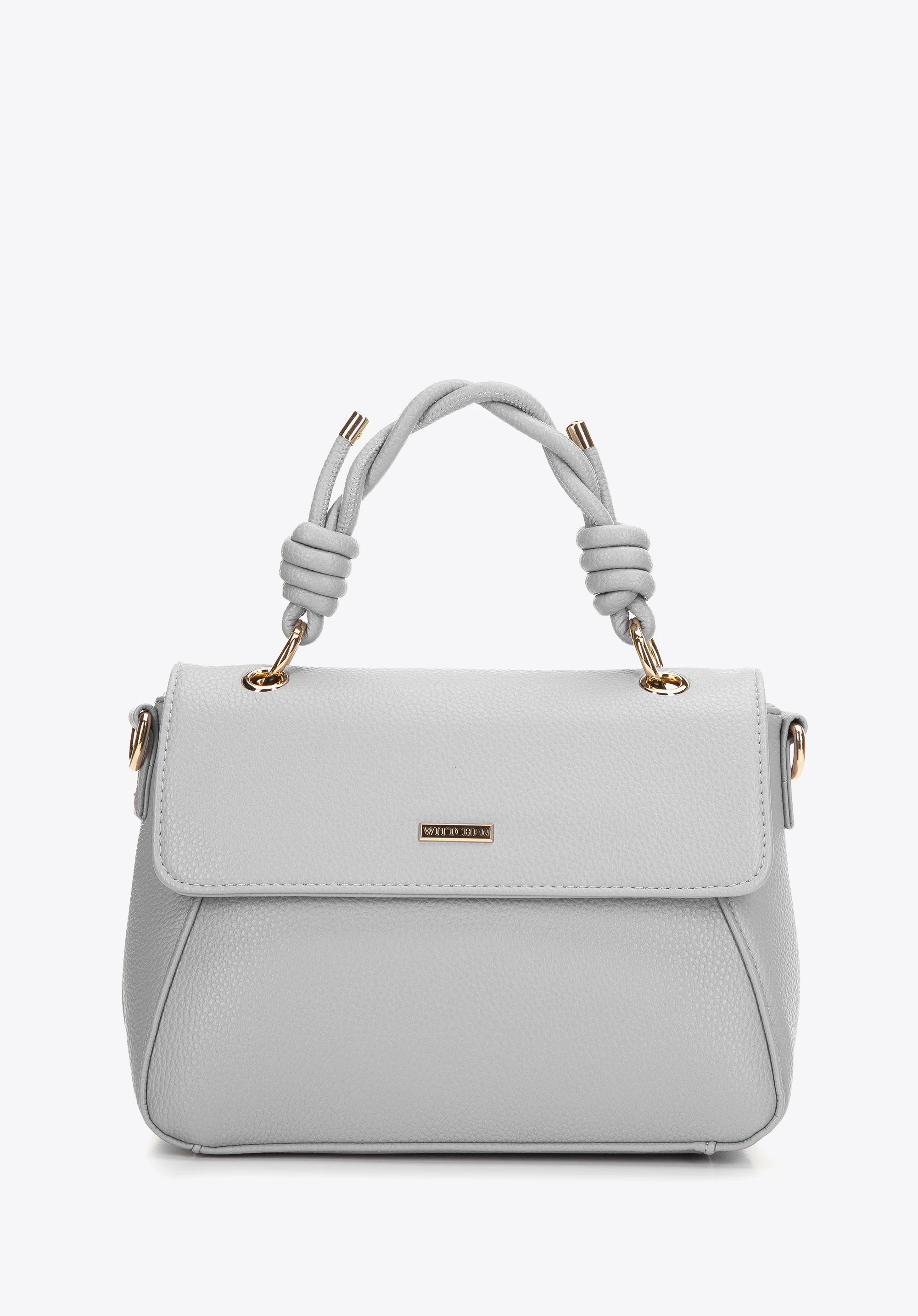 Torebka kuferek z ekoskóry z plecioną rączką